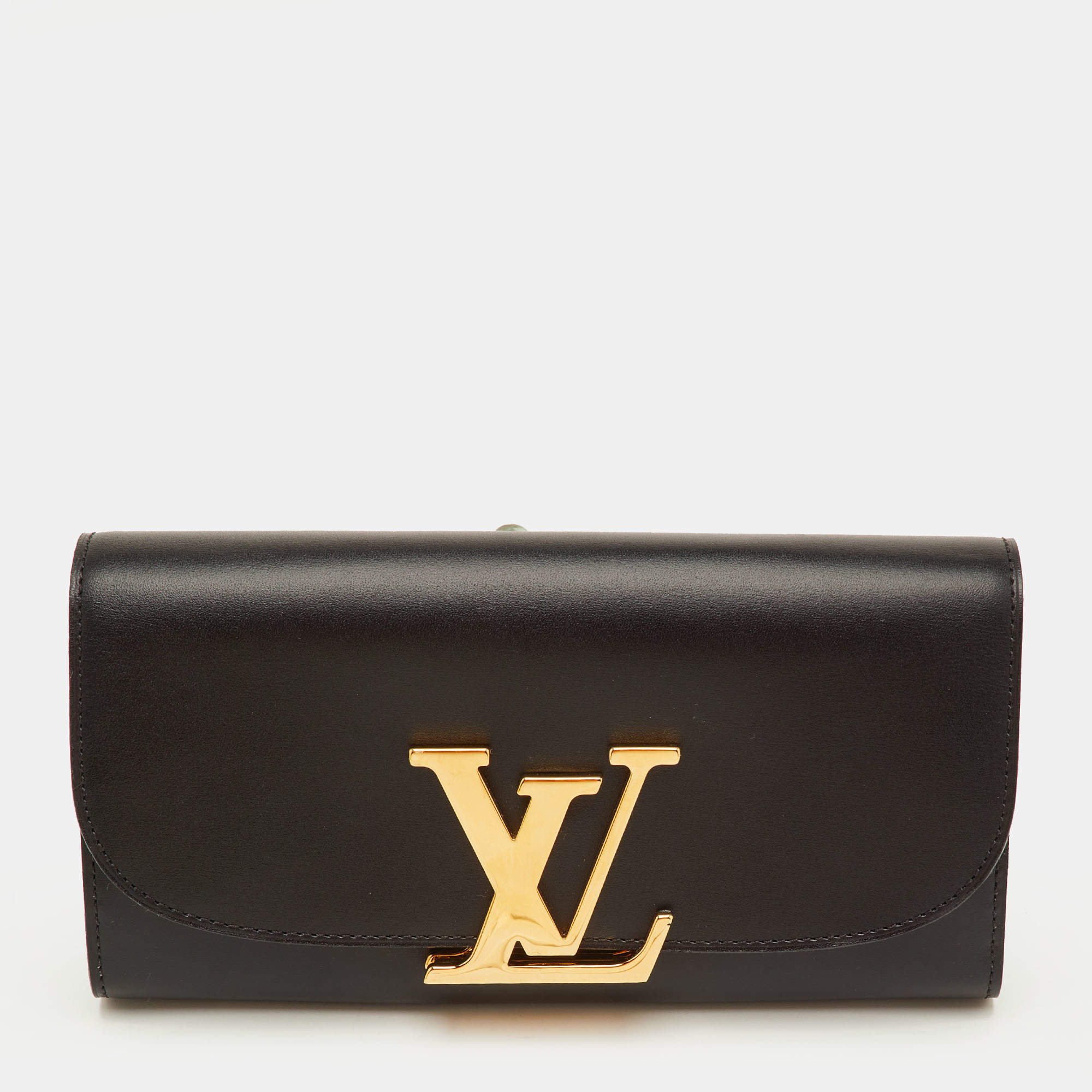 Pre Owned Louis Vuitton LV Vivienne Black Leather Continental Wallet