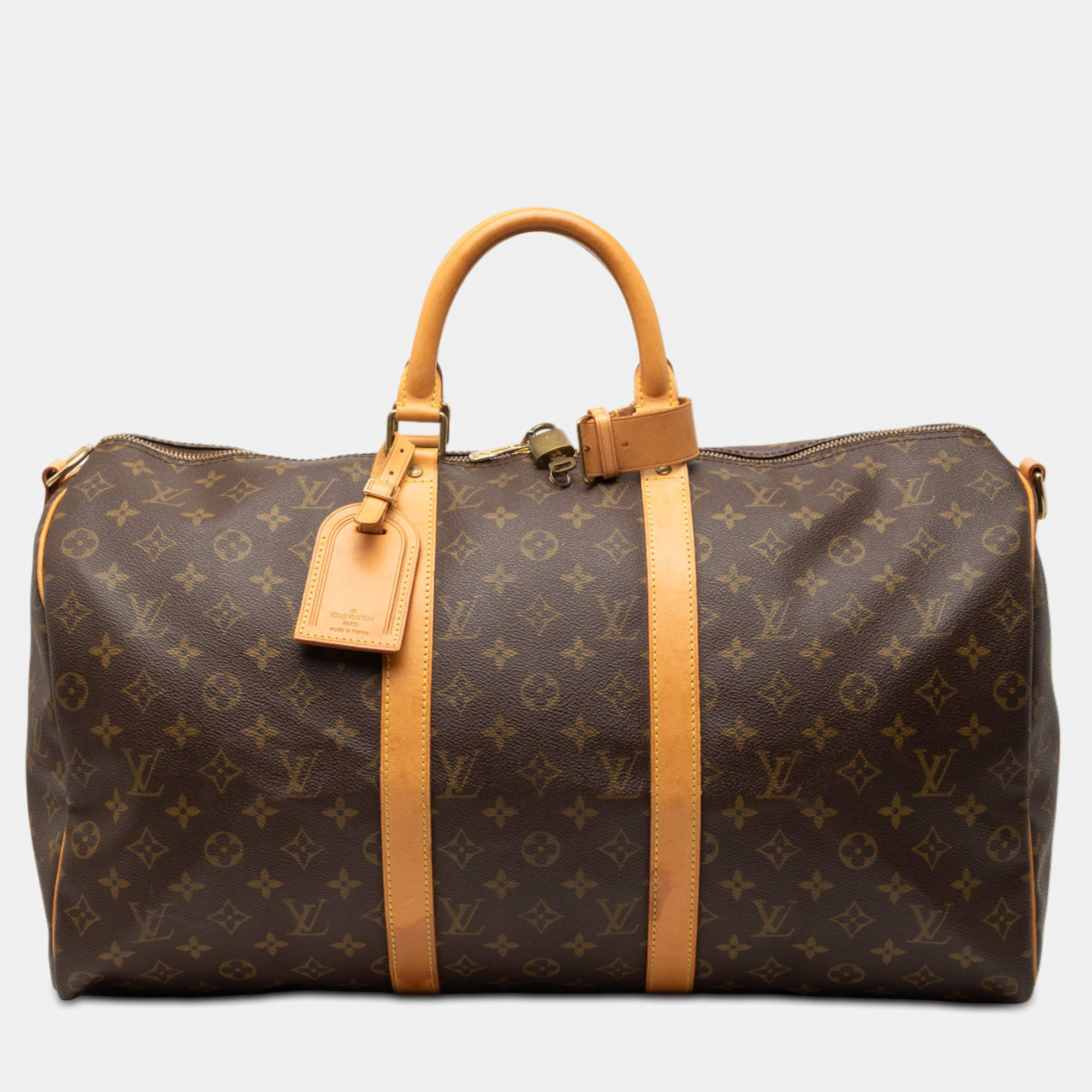 Pre Owned Louis Vuitton Brown Monogram Keepall Bandouliere 50