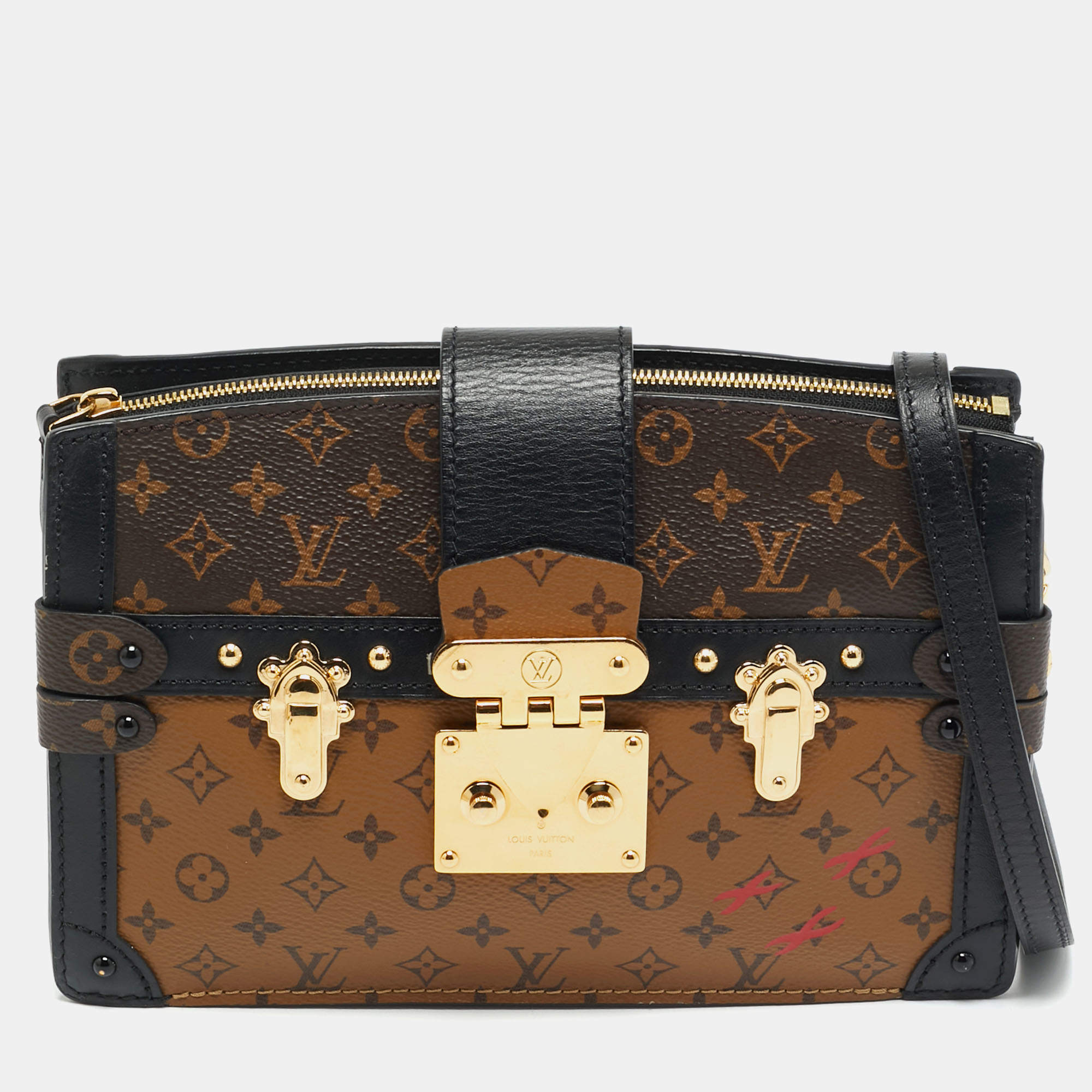 Pre Owned Louis Vuitton Trunk Monogram Reverse Canvas Clutch
