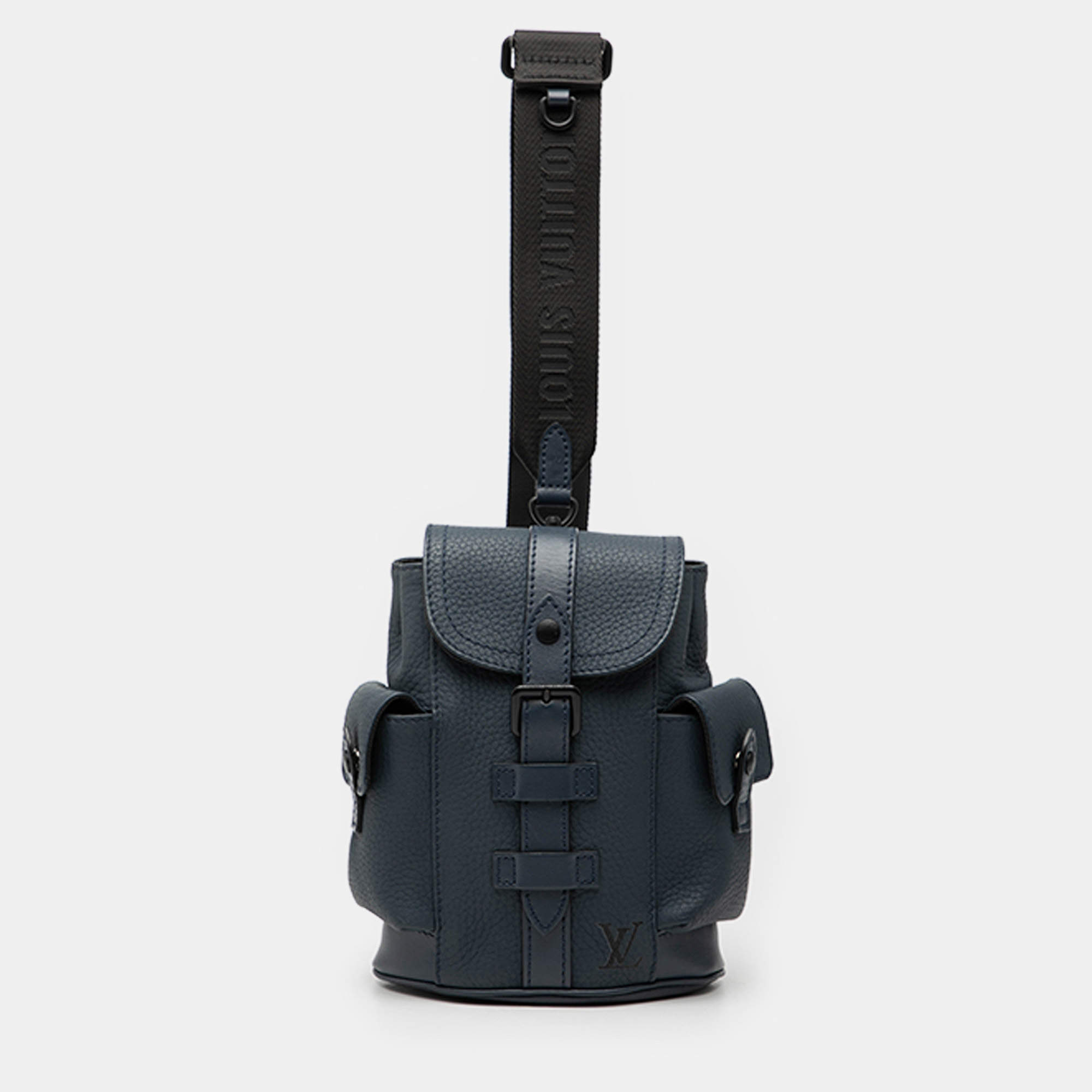 Pre Owned Louis Vuitton Blue Taurillon Christopher XS