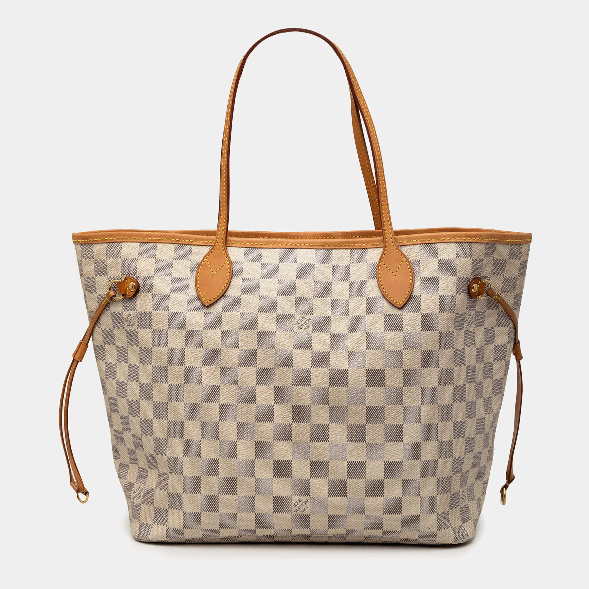 Pre Owned Louis Vuitton White Damier Azur Neverfull MM