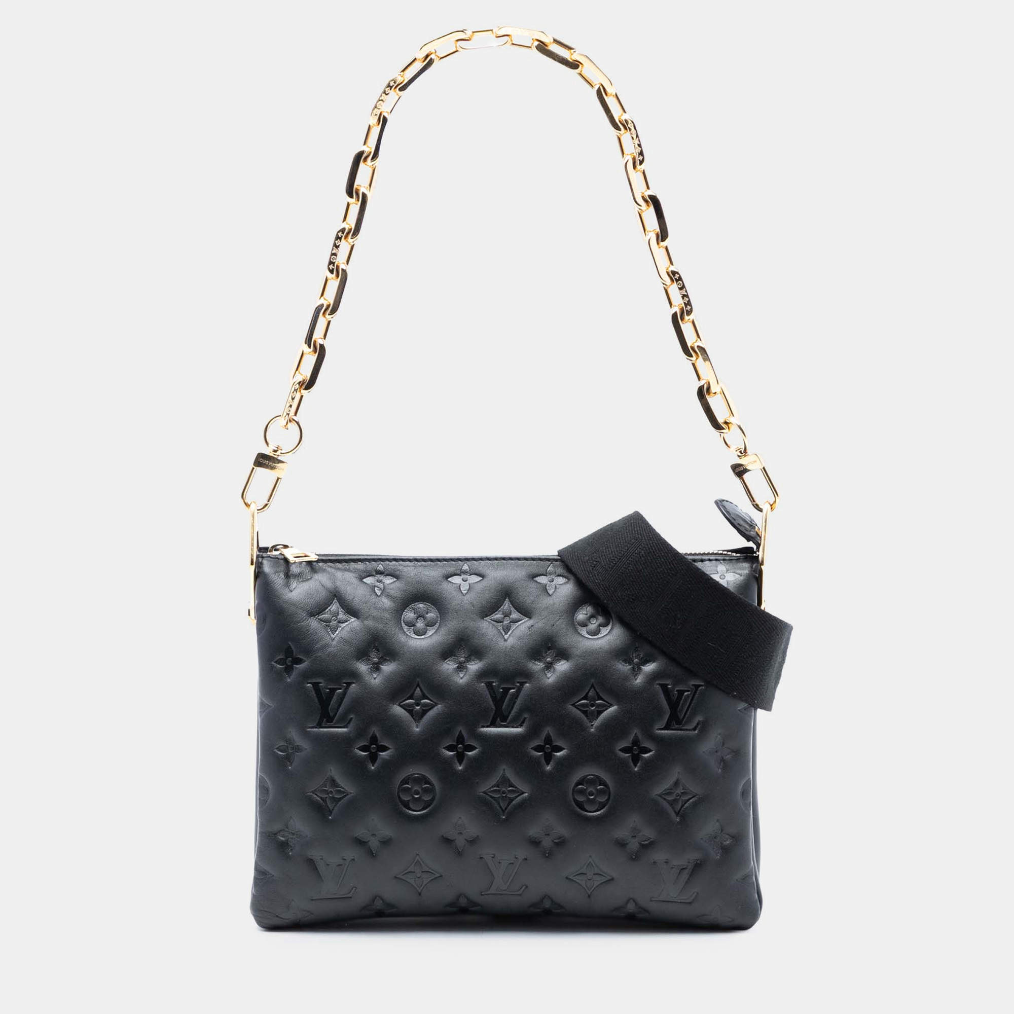 مملوكة مسبقًا Louis Vuitton Black Monogram Embossed Puffy Lambskin Coussin PM