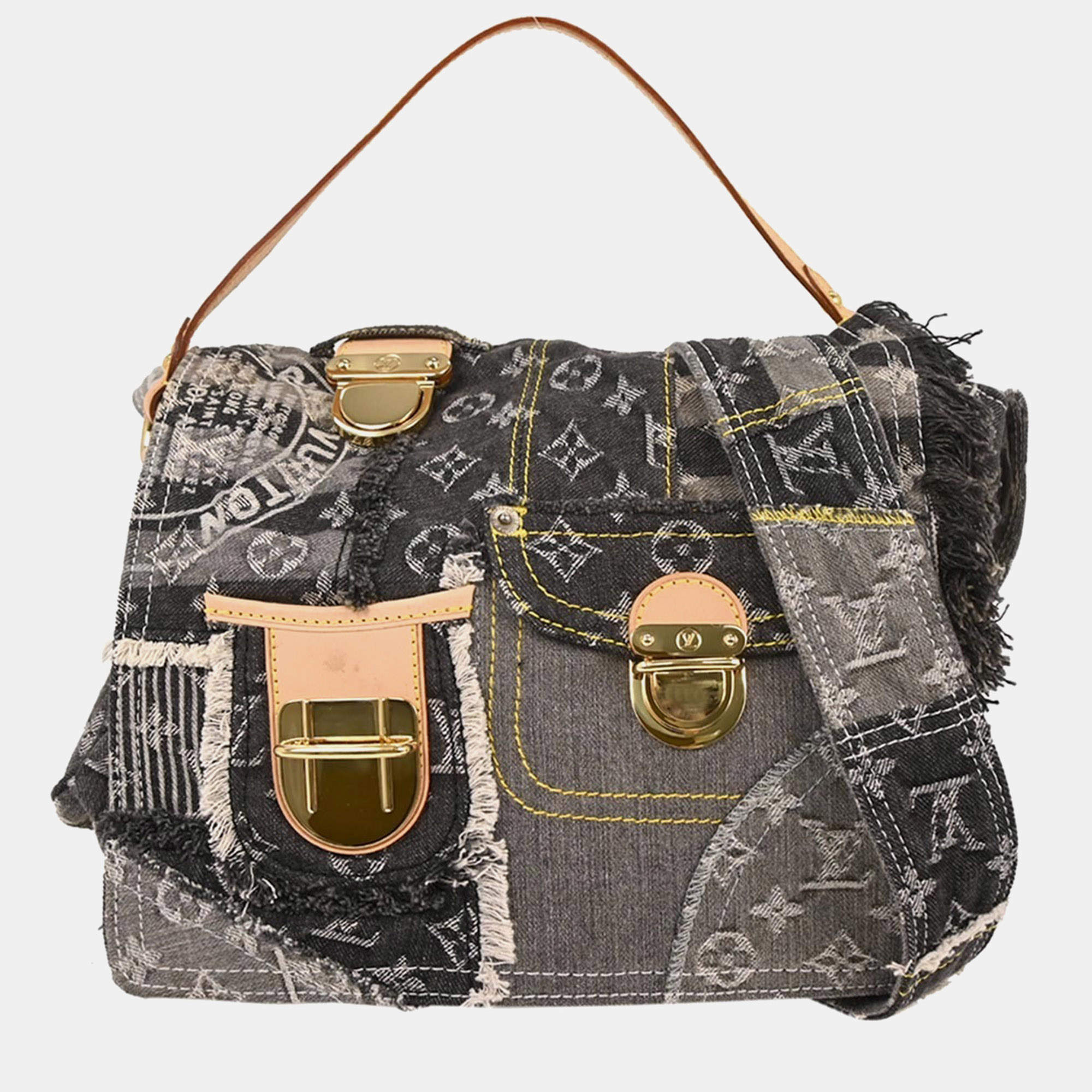 Pre Owned حقيبة لوي فيتون مونوغرام قماش جينز موزاييك بوستي ثنائية الاستخدام