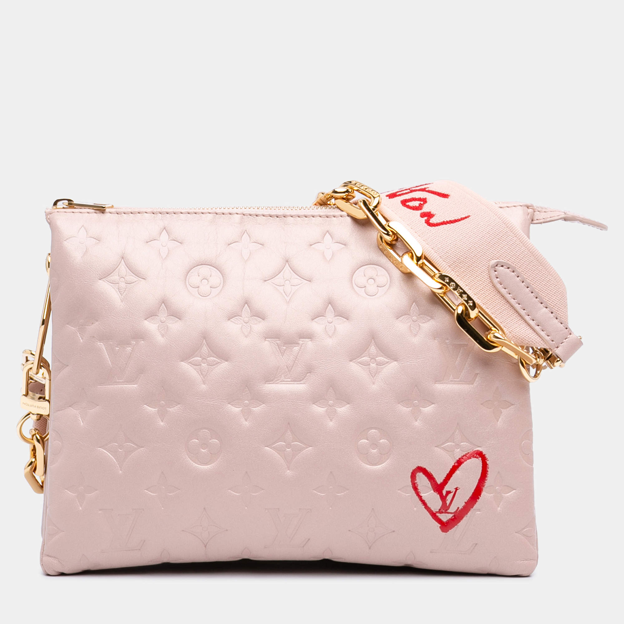 Pre Owned حقيبة لوي فيتون مونوجرام وردي منقوش جلد الخراف المبطن كوزين بي إم فال إن لوف