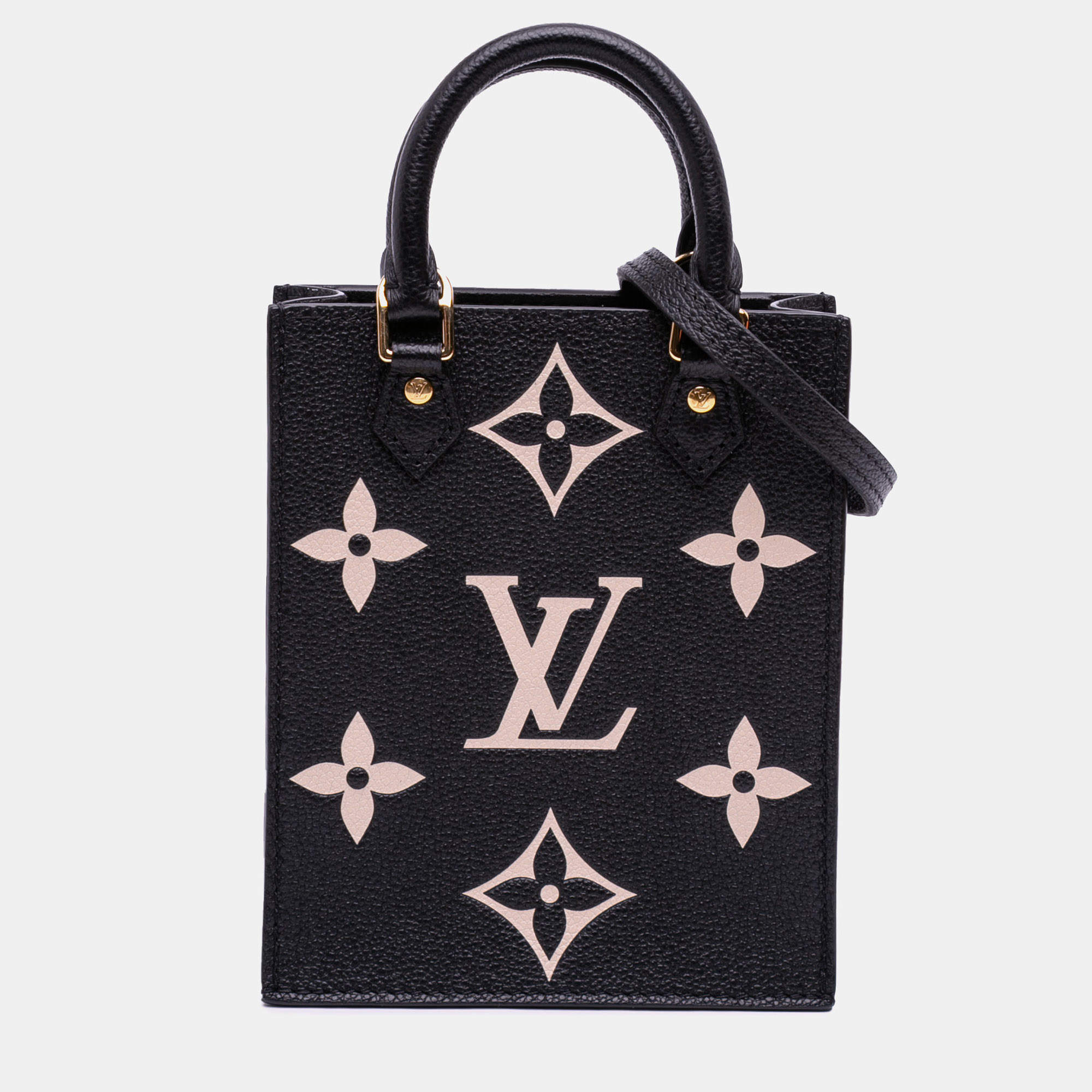 Pre Owned Louis Vuitton Black Bicolor Monogram Empreinte Petit Sac Plat