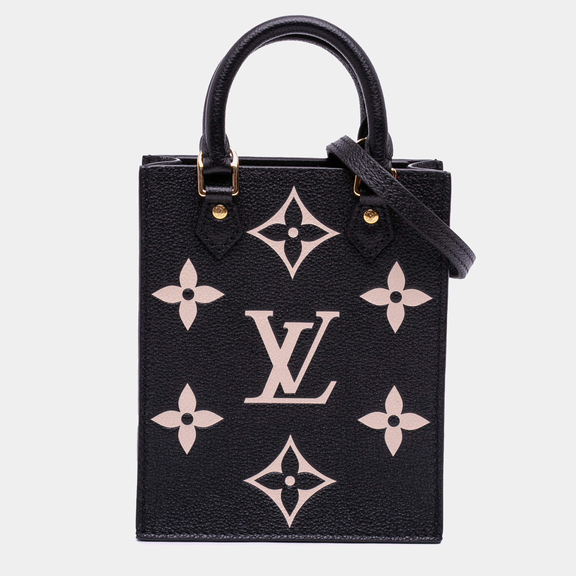 Pre Owned Louis Vuitton Black Bicolor Monogram Empreinte Petit Sac Plat
