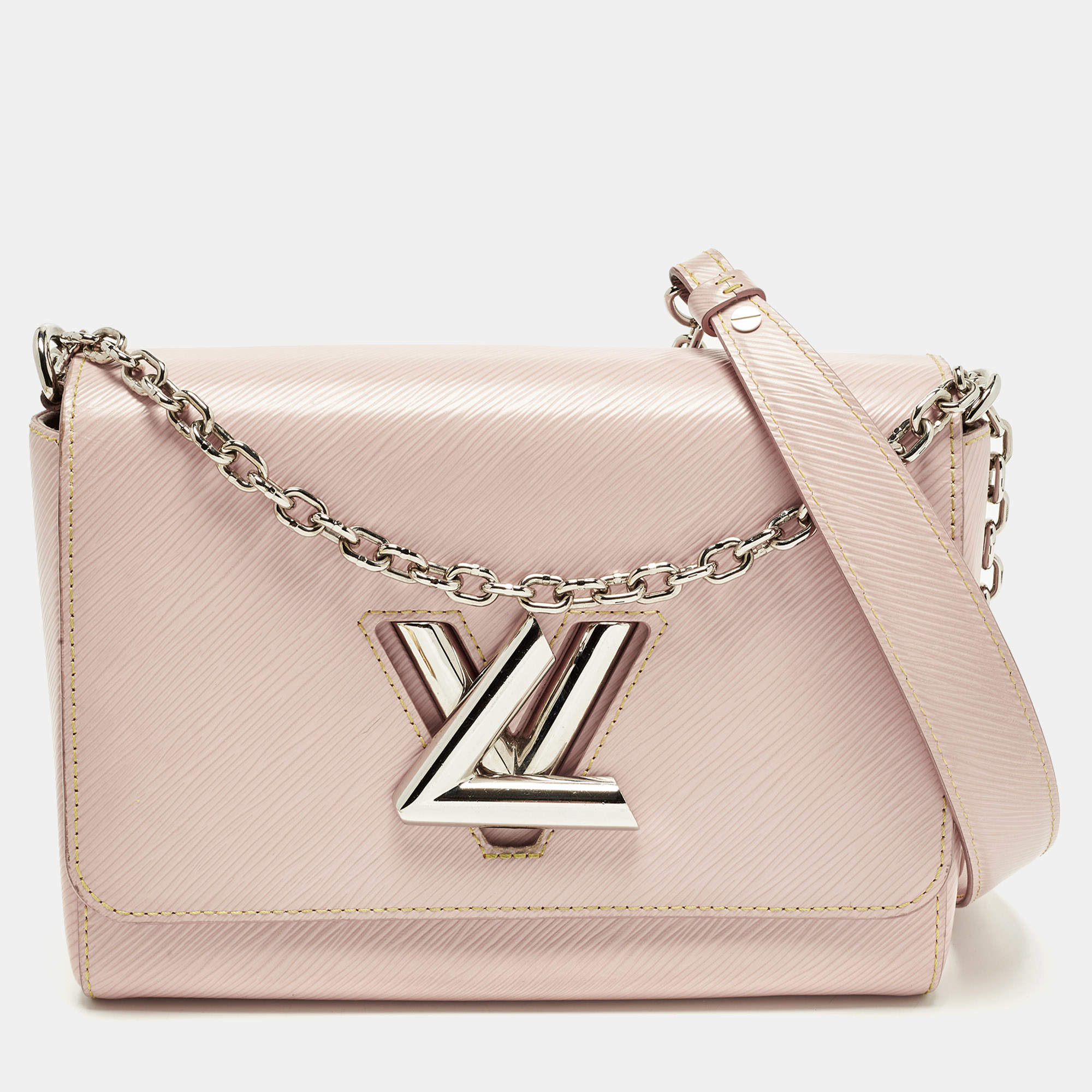 Pre Owned Louis Vuitton Twist Chain MM Rose Ballerine Epi Leather Bag