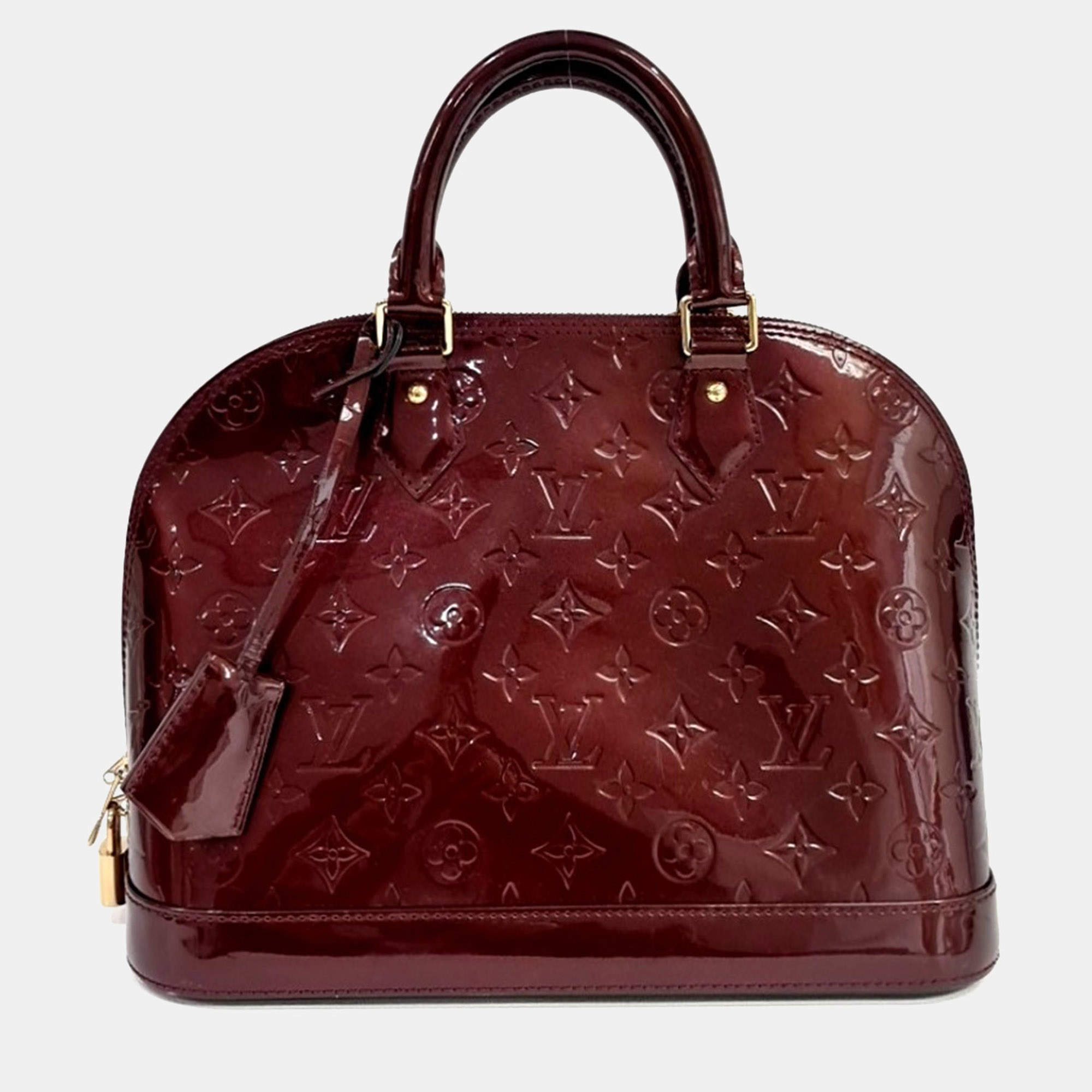 Pre Owned Louis Vuitton Red Patent Leather Vernis Alma PM