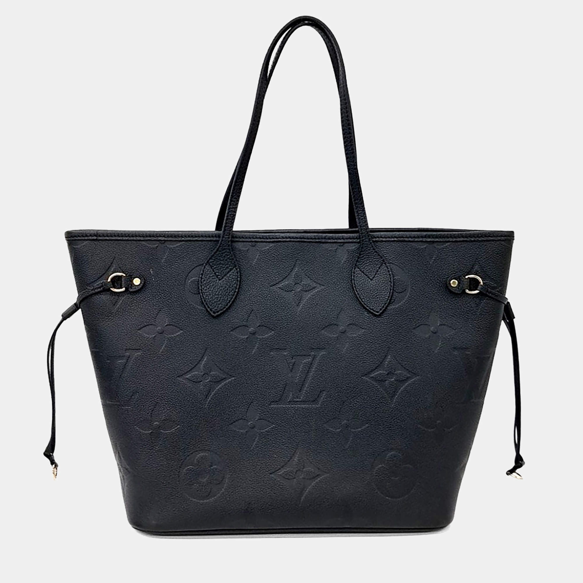 Pre Owned Louis Vuitton Black Leather Empreinte Neverfull MM