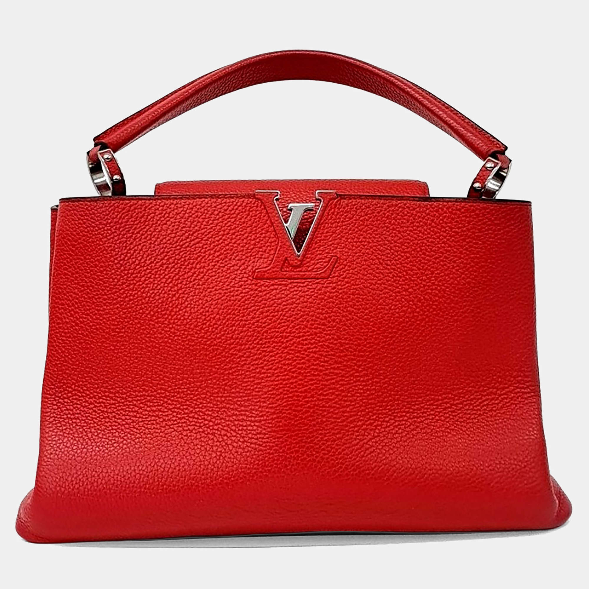 Pre Owned Louis Vuitton Red Leather Capucines MM