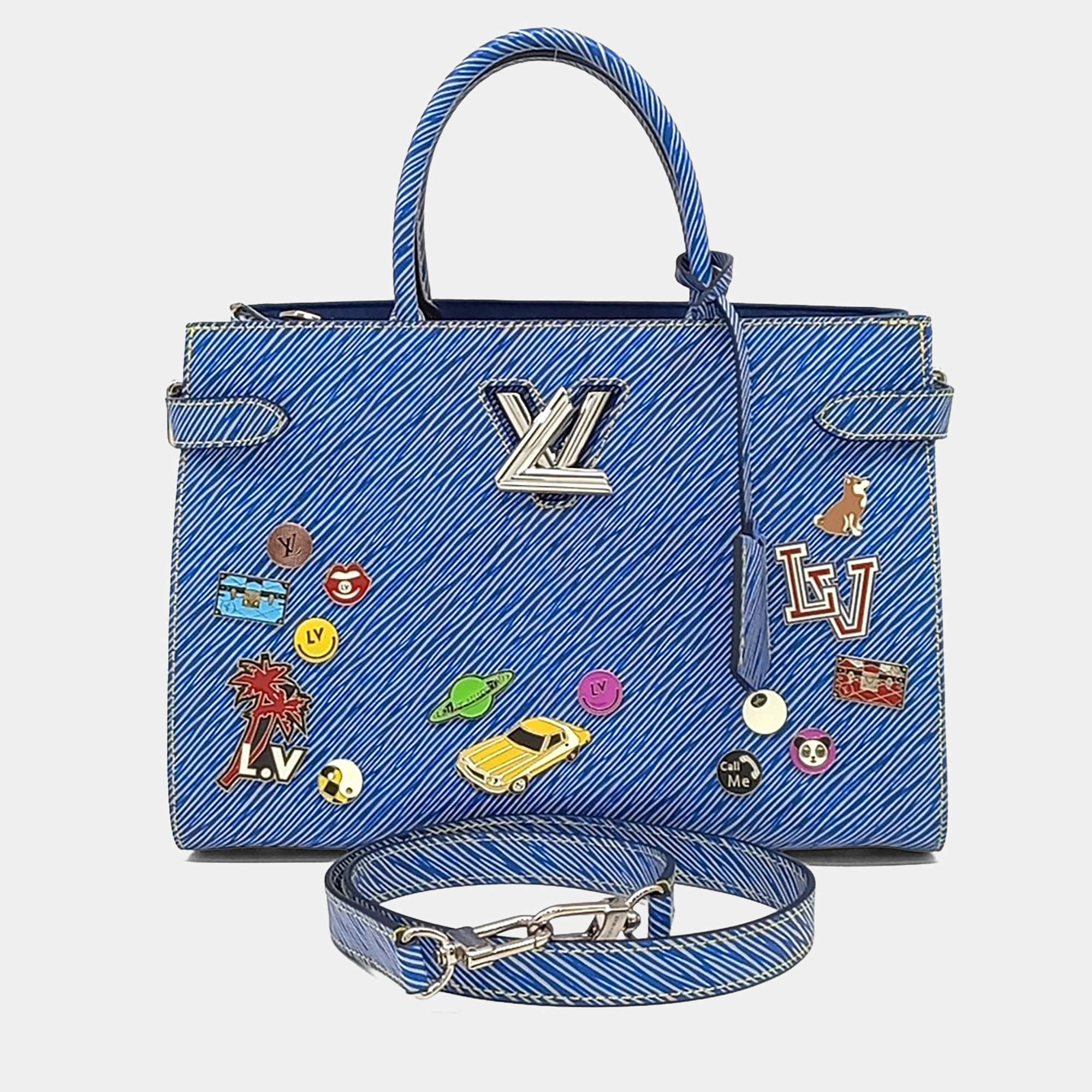 Pre Owned Louis Vuitton Blue Multicolor Epi Leather Twist Tote and Shoulder Bag