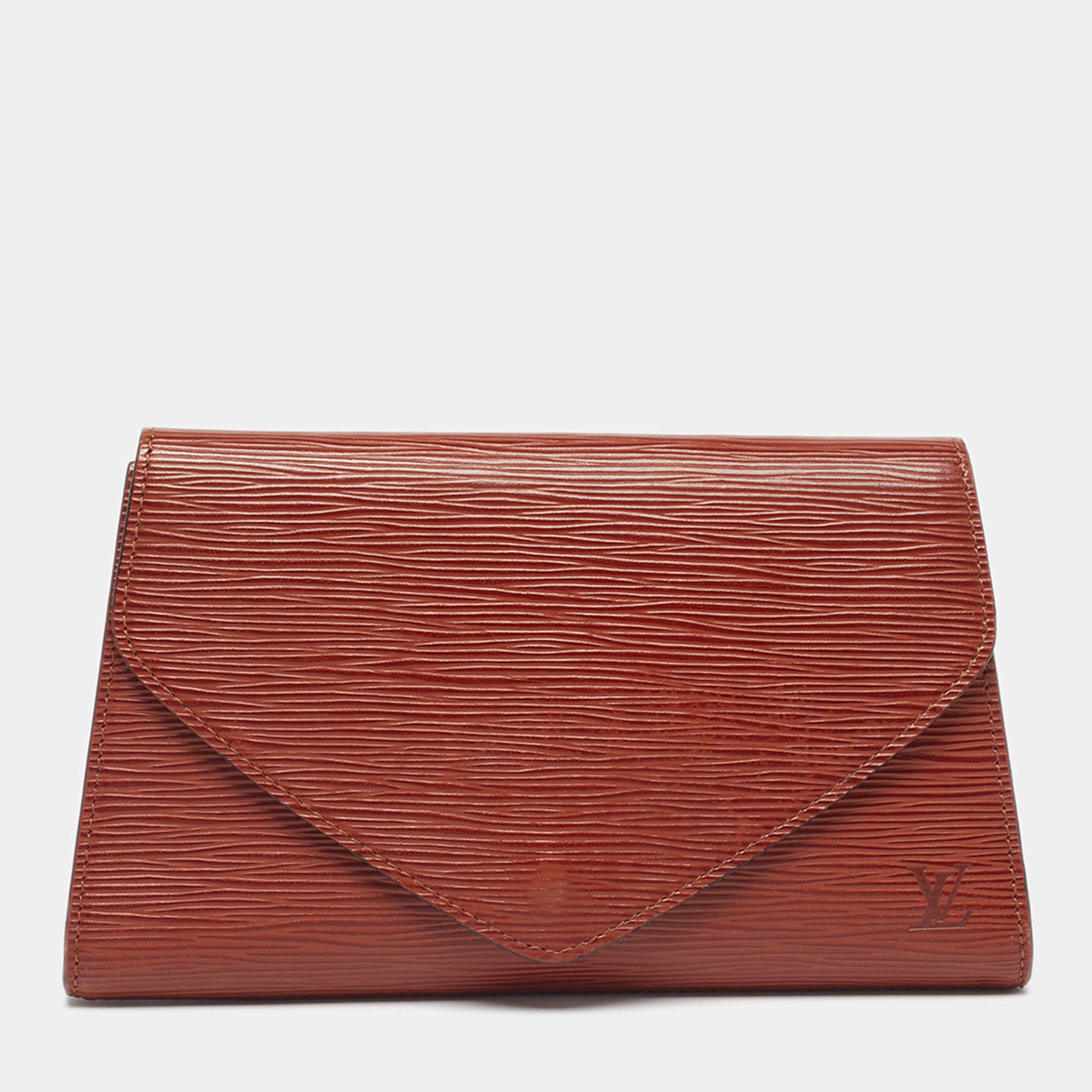 Pre Owned Louis Vuitton Art Deco Cipango Gold Epi Leather Clutch