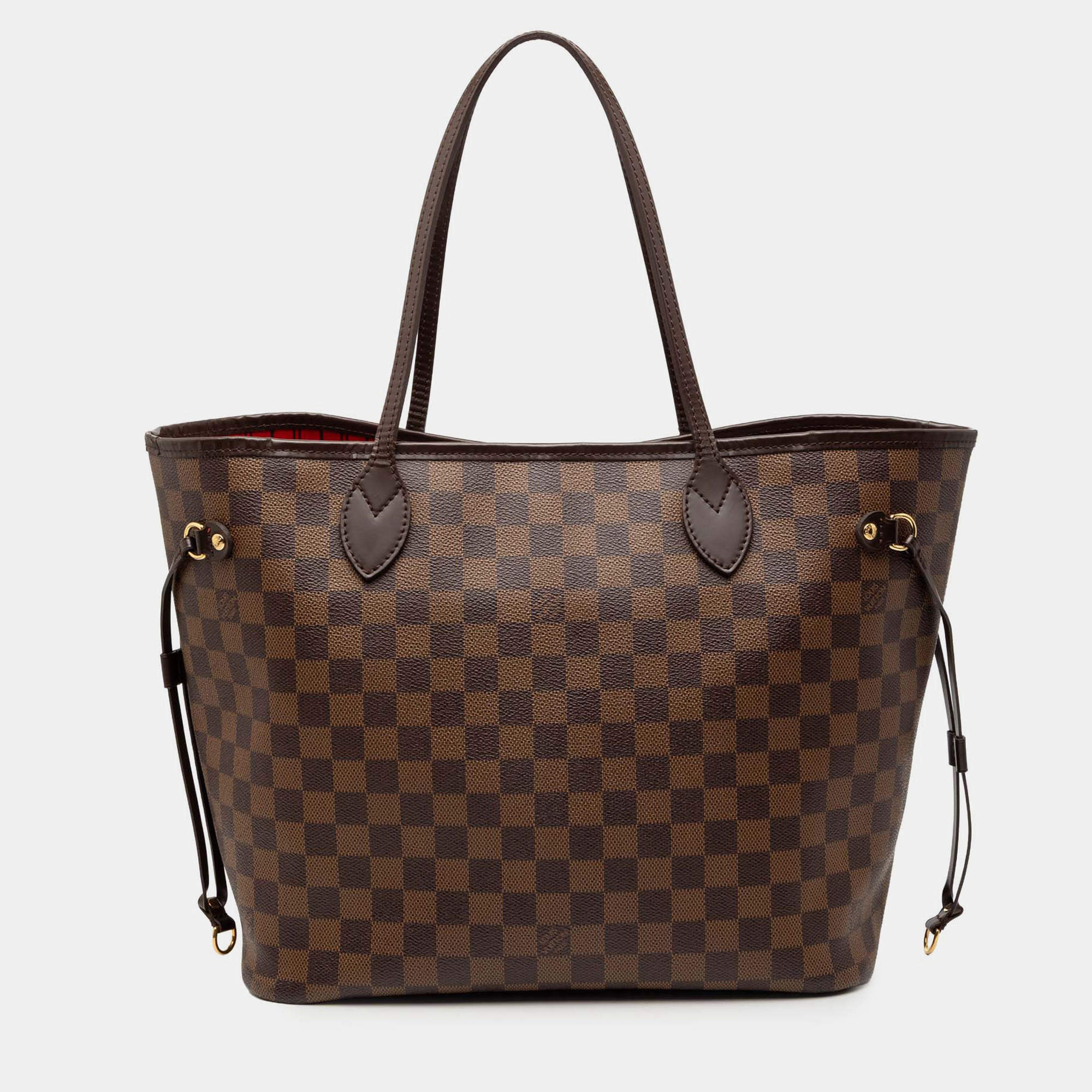 Pre Owned Louis Vuitton Brown Damier Ebene Neverfull MM