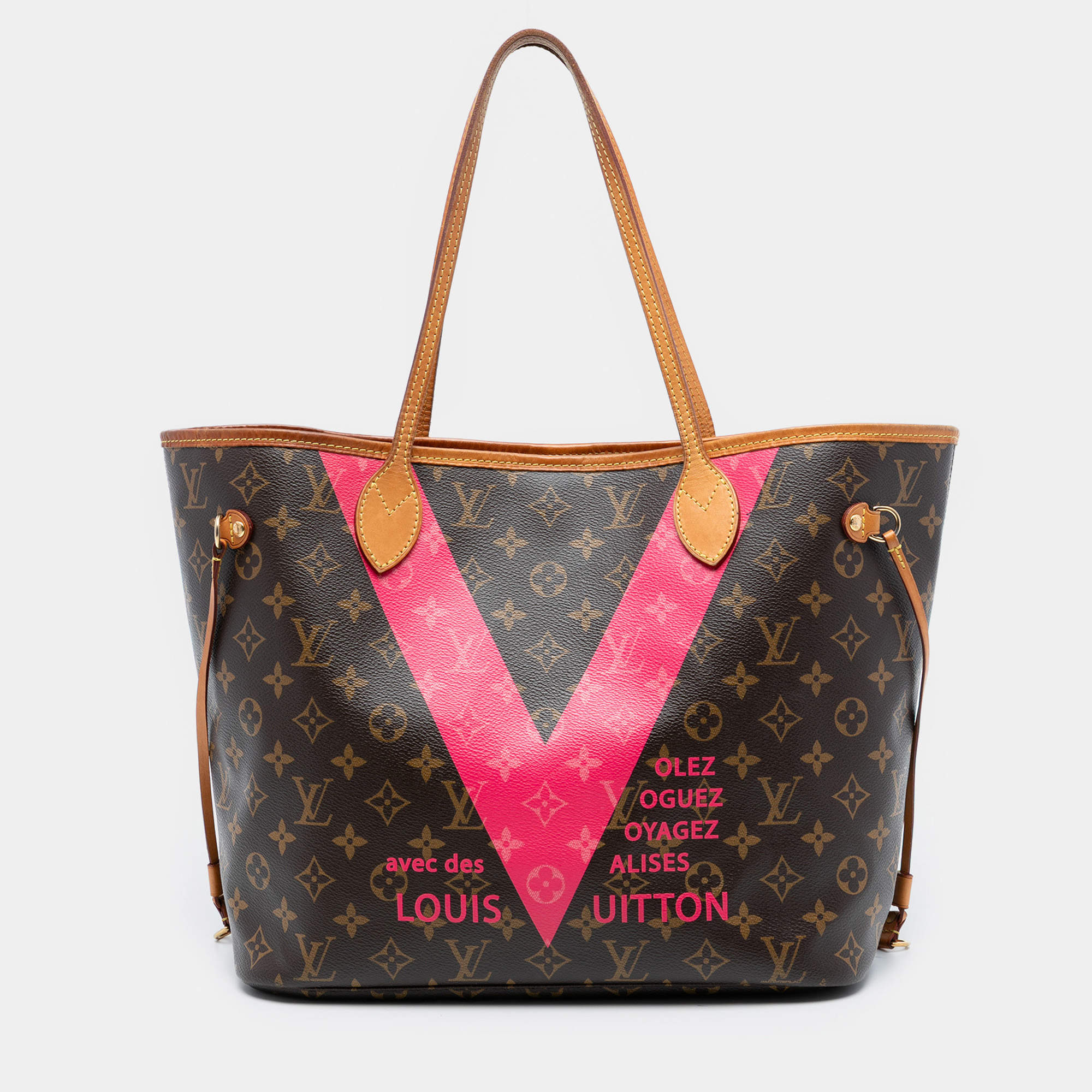 Pre Owned Louis Vuitton Brown Monogram V Neverfull MM
