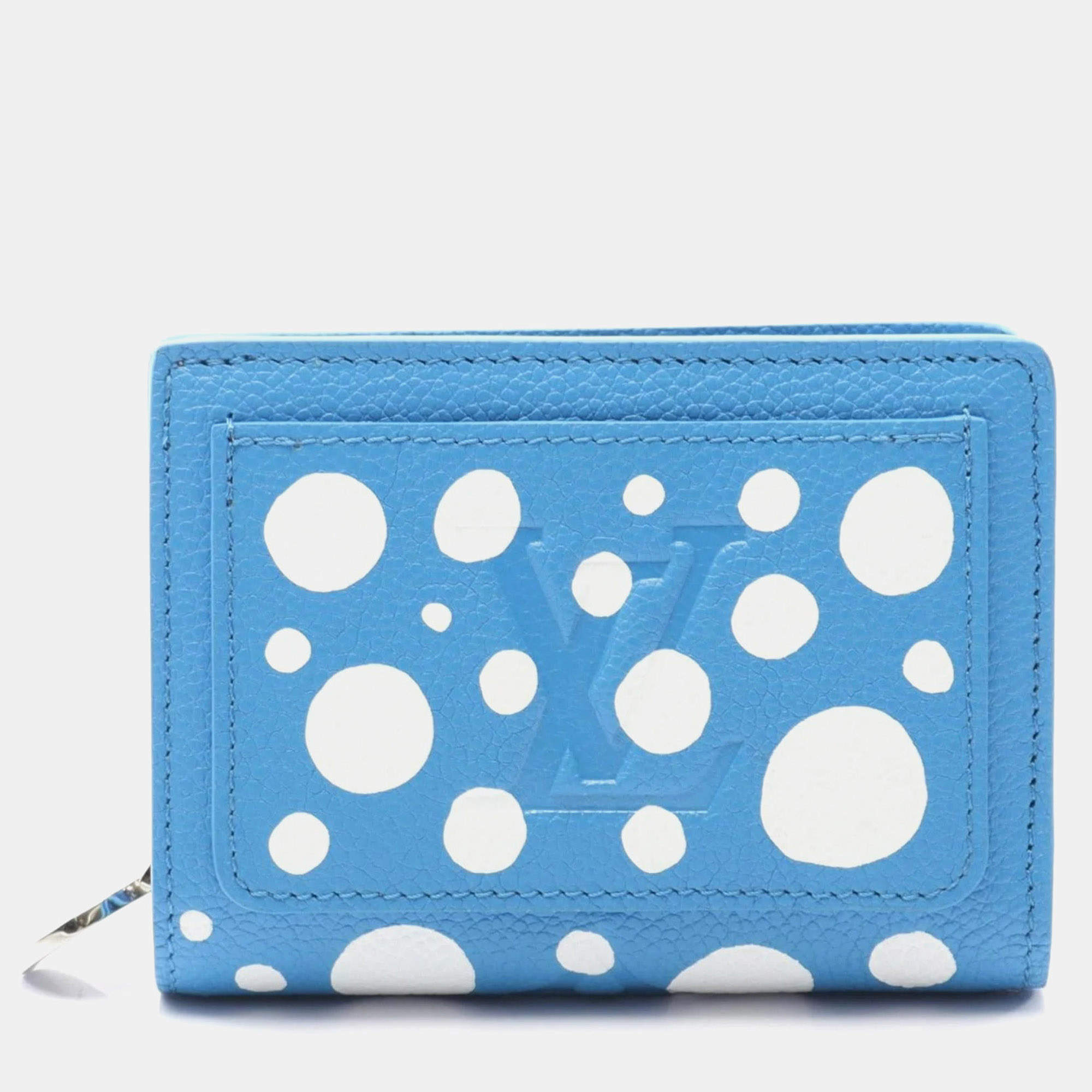 Pre Owned Louis Vuitton LV×YK Portefeuille Claire Bifold Wallet Leather Monogram Empreinte Blue/White