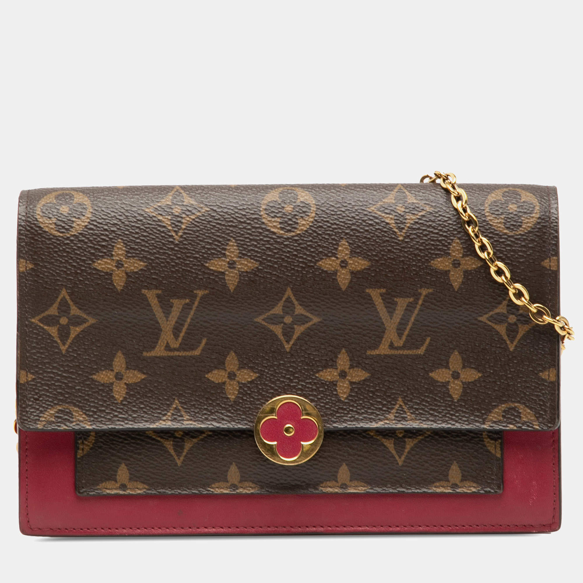 مملوكة مسبقًا Louis Vuitton Brown Monogram Flore Wallet On Chain