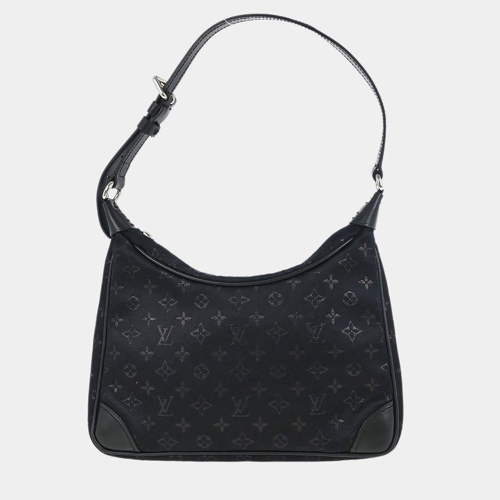 Pre Owned Louis Vuitton Black Monogram Satin Little Boulogne Handbag