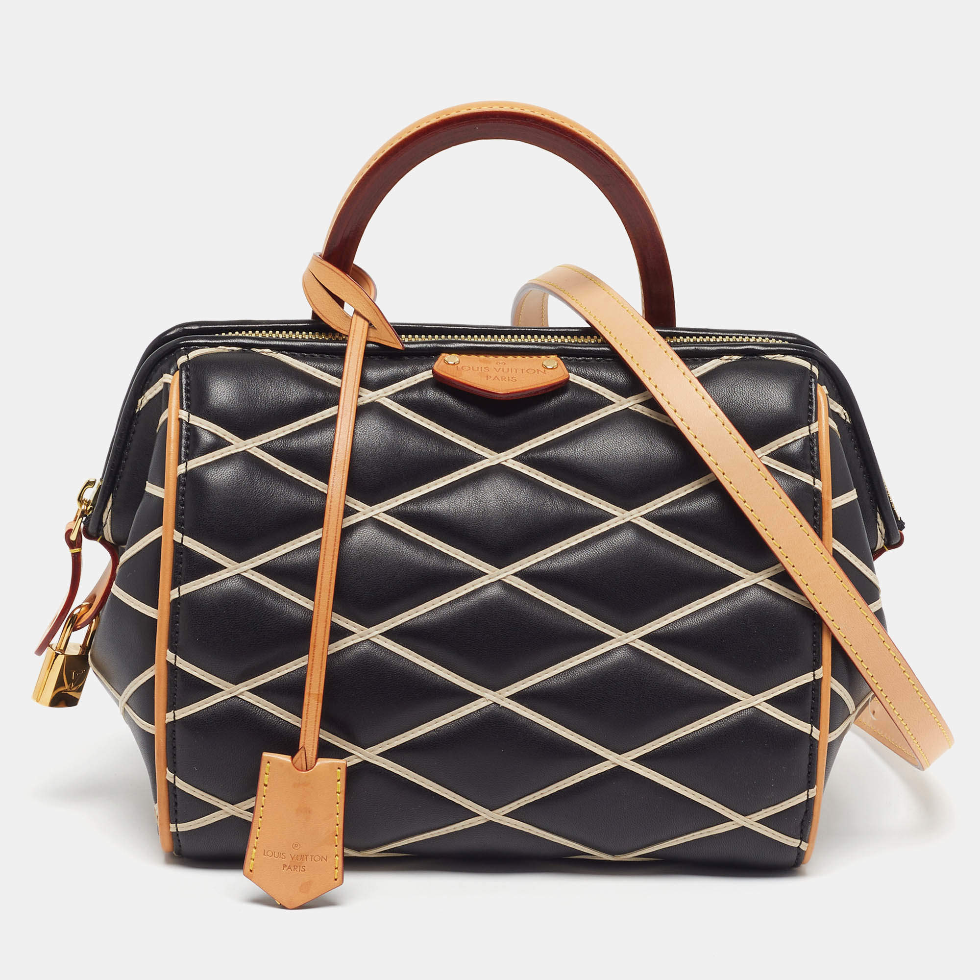 مملوكة مسبقًا حقيبة يد لويس فيتون دوك بي بي جلد مالتاج أسود