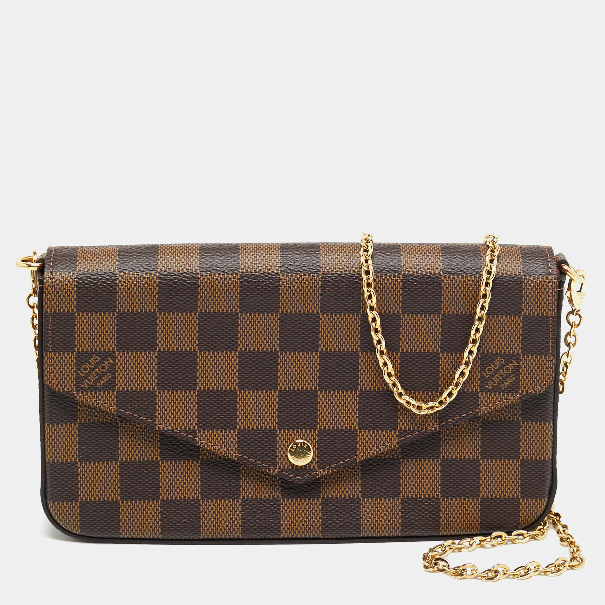 Pre Owned Louis Vuitton Pochette Félicie Damier Ebene Canvas Bag