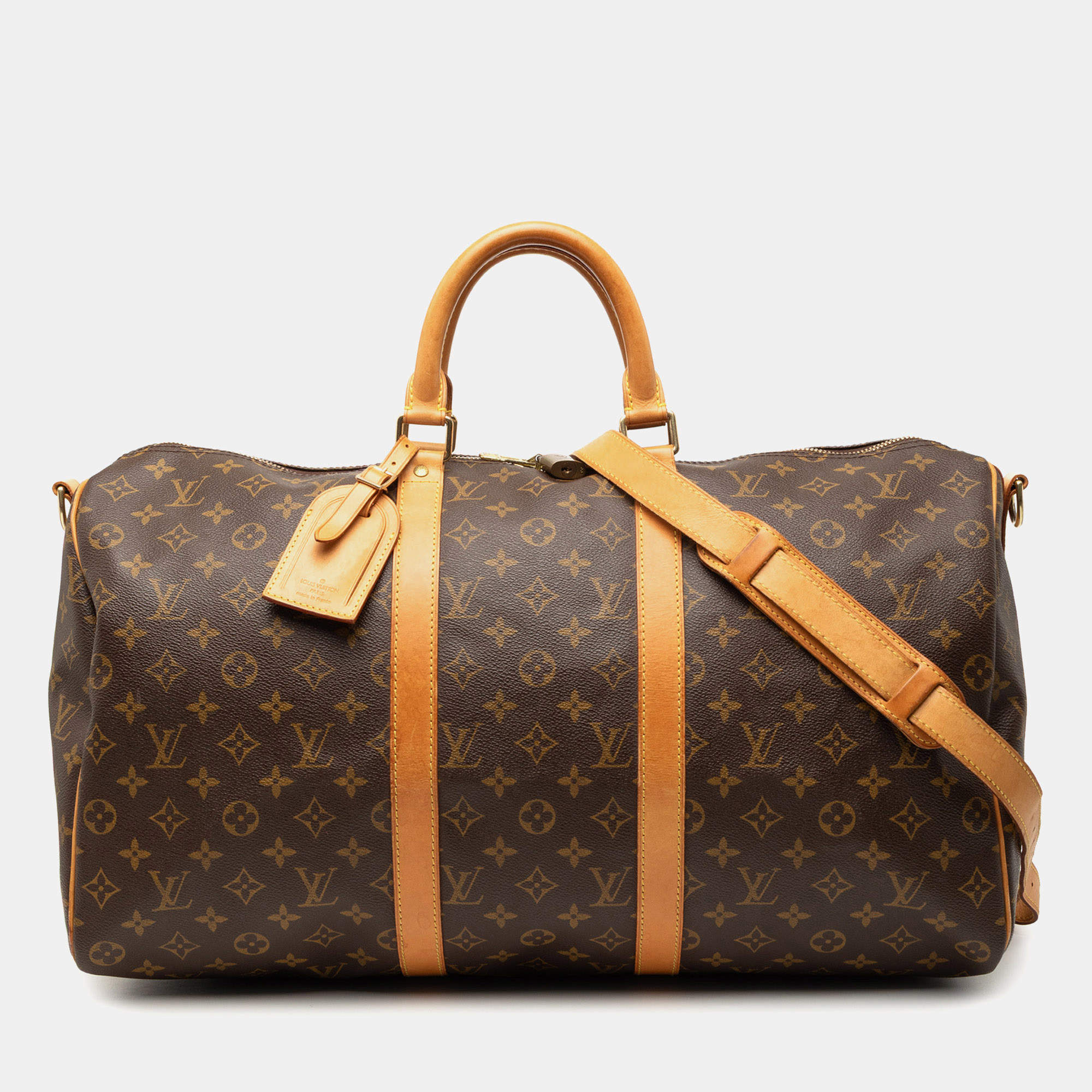 مملوكة مسبقًا Louis Vuitton Brown Monogram Keepall Bandouliere 50