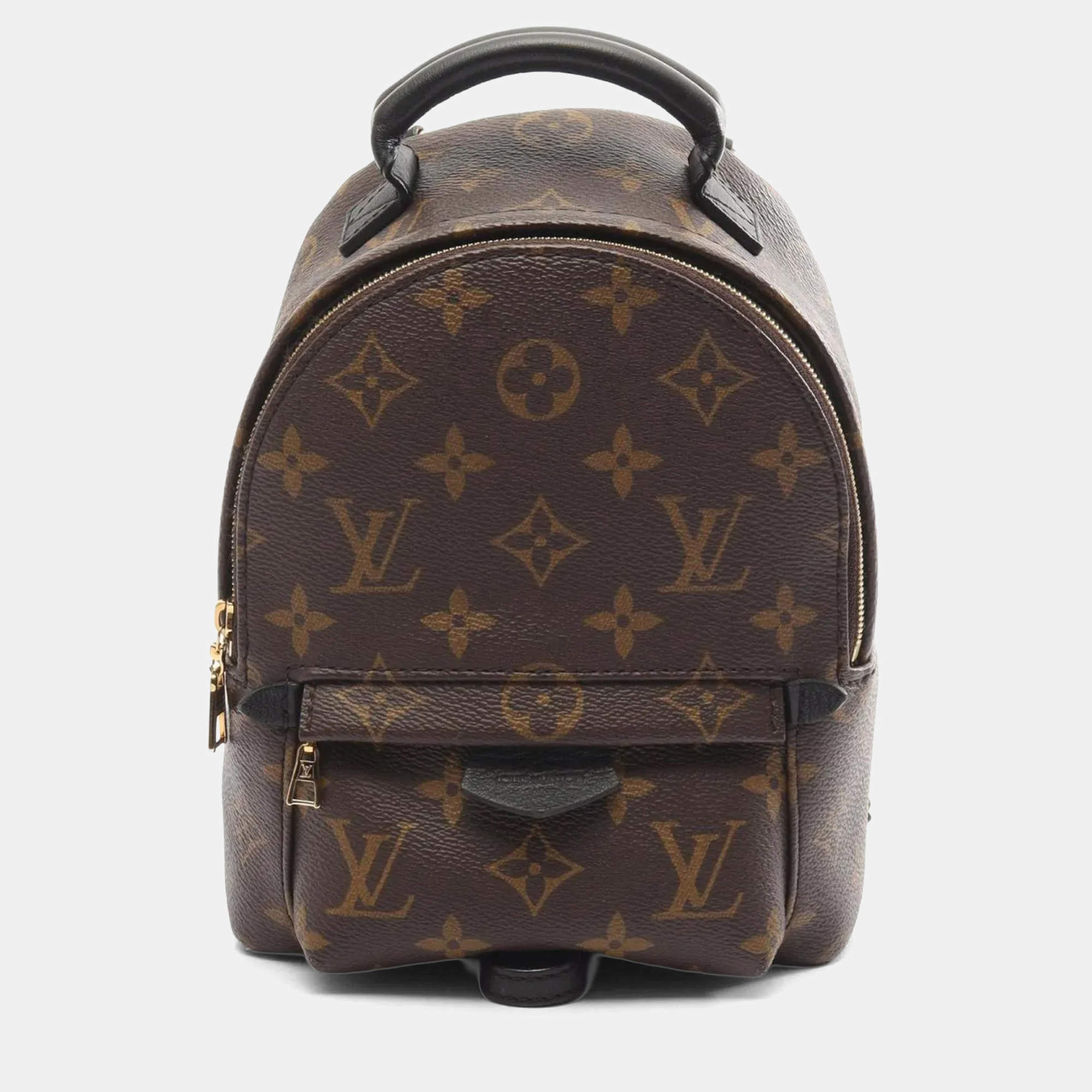 مملوكة مسبقًا حقيبة ظهر لويس فيتون ميني بالم سبرينغز كانفاس مغطى جلد مونوغرام بني أسود