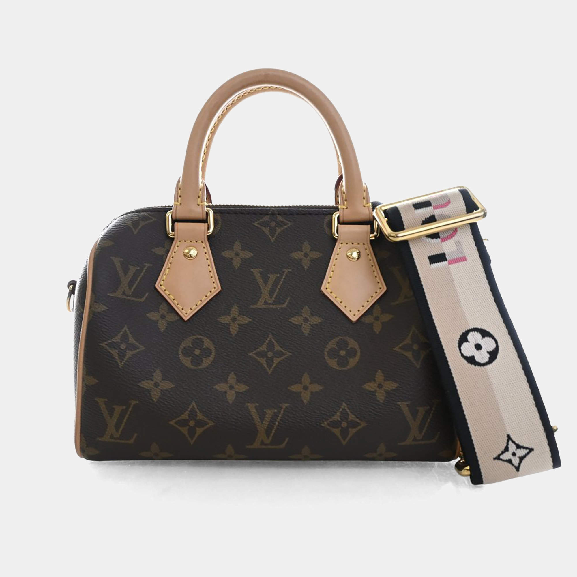 Pre Owned حقيبة لوي فيتون مونوغرام براون قماش مطلي سبيدي باندولير 20