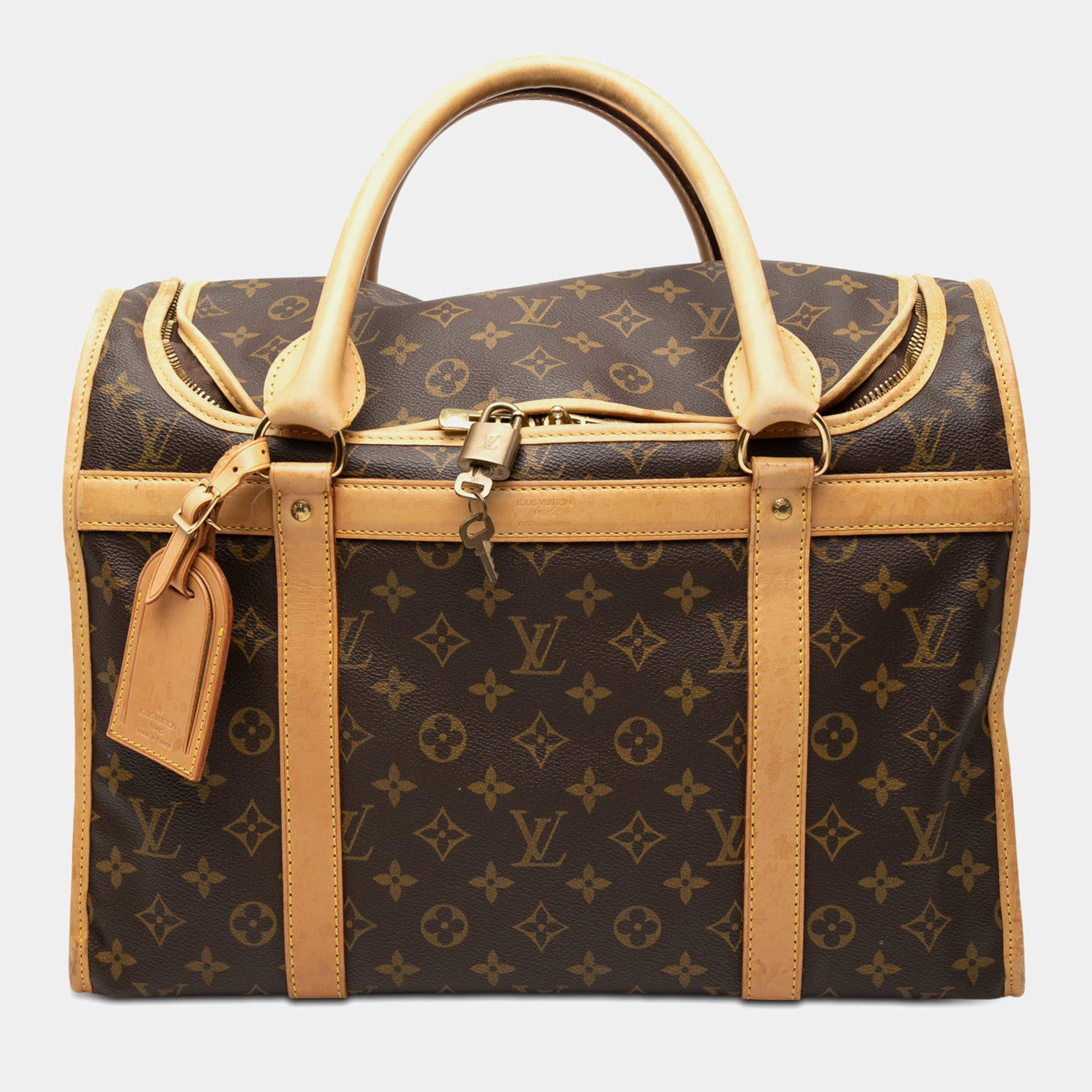 Pre Owned Louis Vuitton Brown Monogram Sac Chien Pet Carrier 40