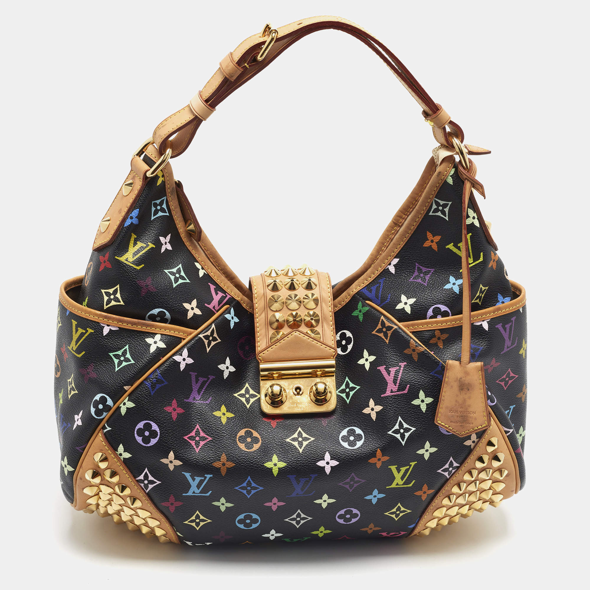 Pre Owned Louis Vuitton Chrissie MM Black Multicolor Monogram Canvas Bag