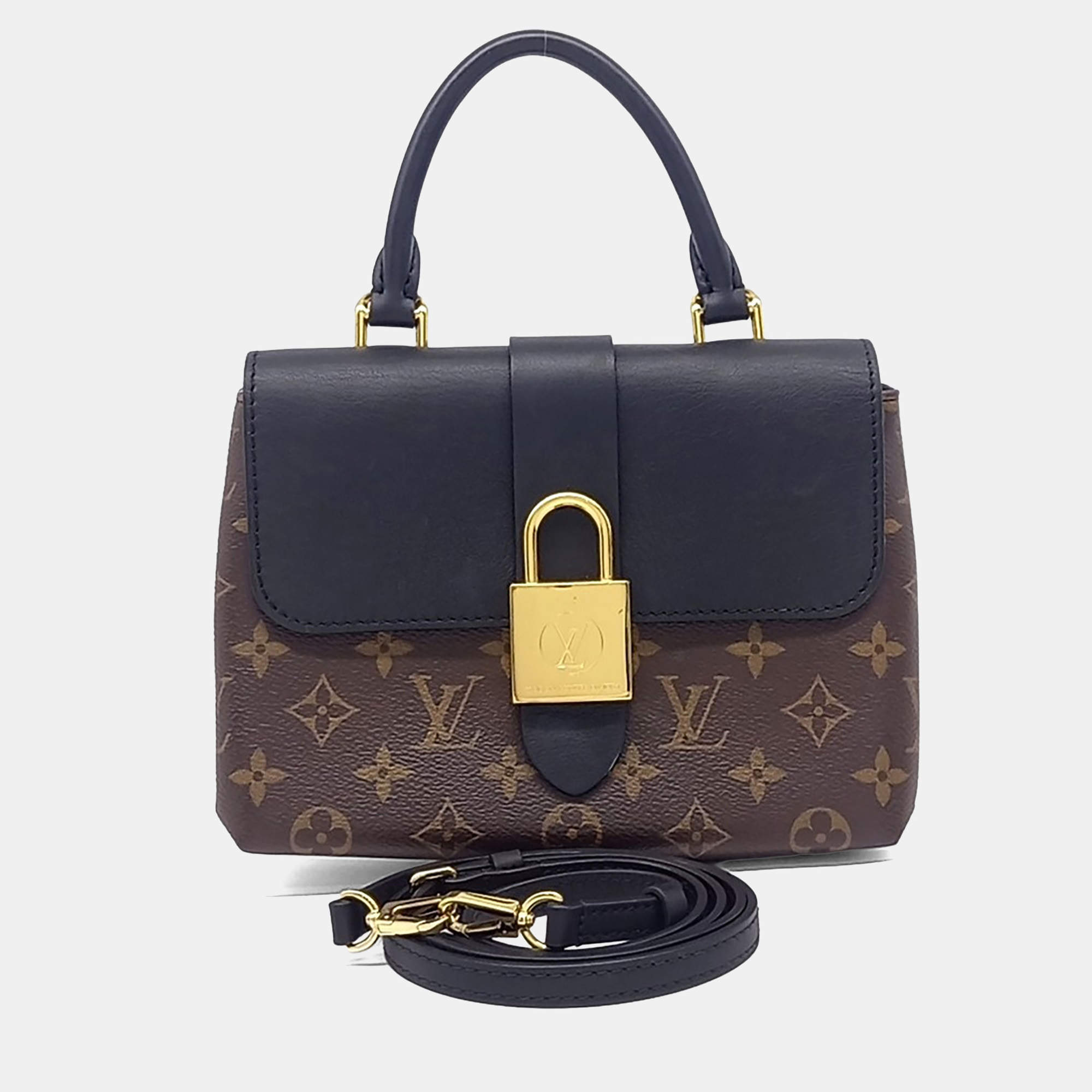 مملوكة مسبقًا Louis Vuitton Black Brown Coated Canvas and Leather Rocky BB