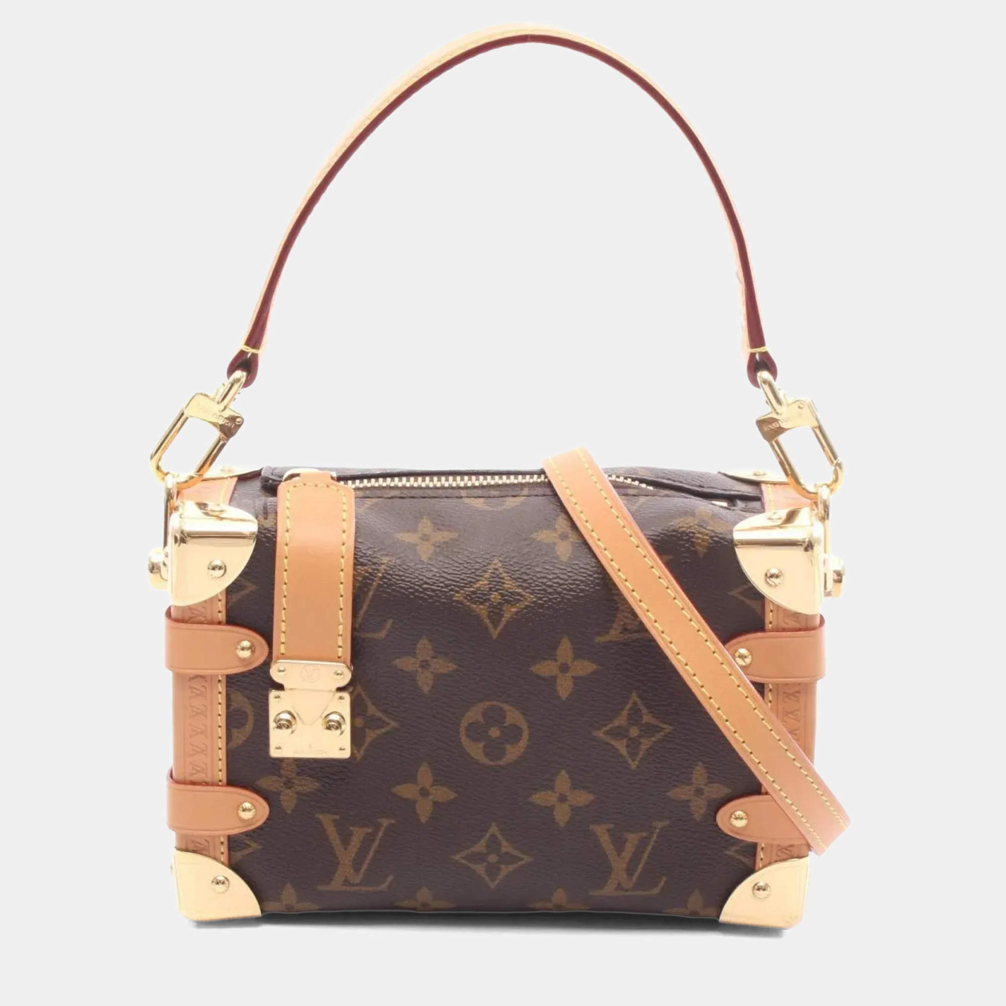 مملوكة مسبقًا Louis Vuitton Side Trunk Pm Handbag Coated Canvas And Leather Monogram Brown