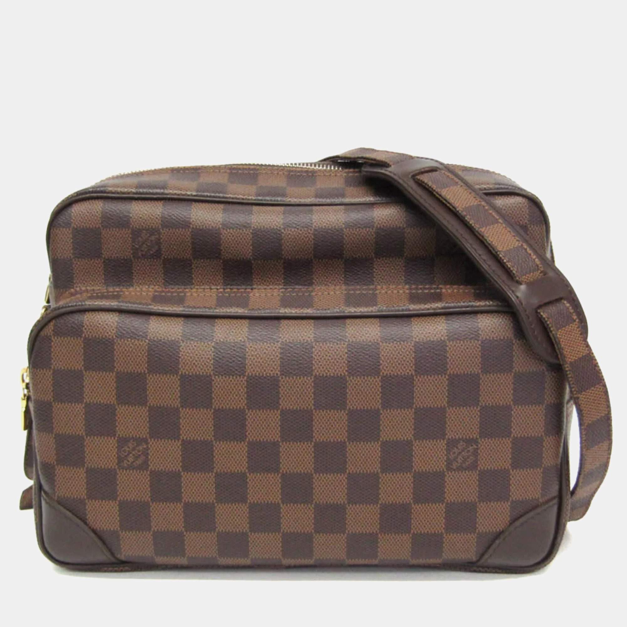 Pre Owned Louis Vuitton Nile Damier Ebene Brown Coated Canvas Shoulder Bag