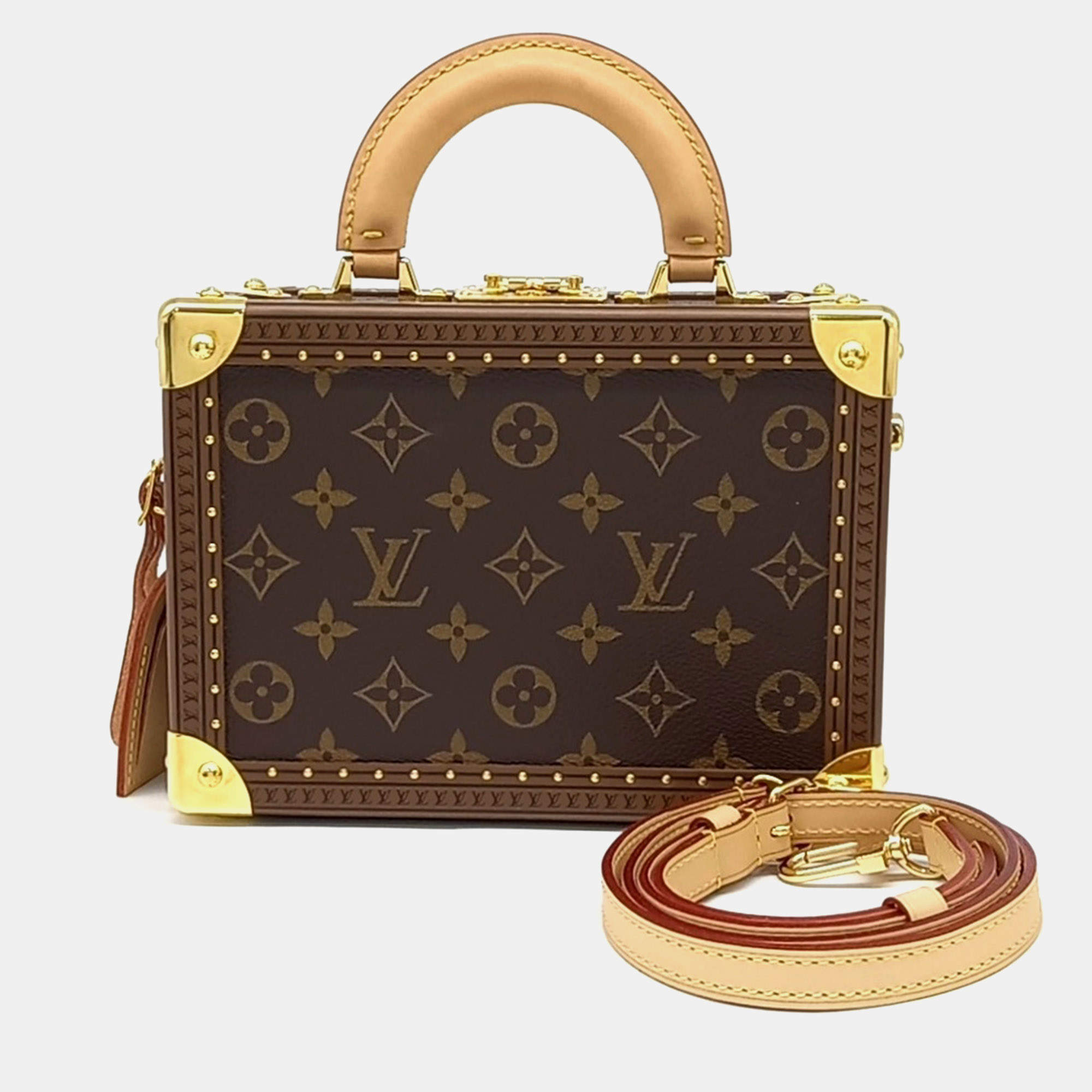 Pre Owned Louis Vuitton Petite Malle PM Brown Monogram Canvas Crossbody Bag