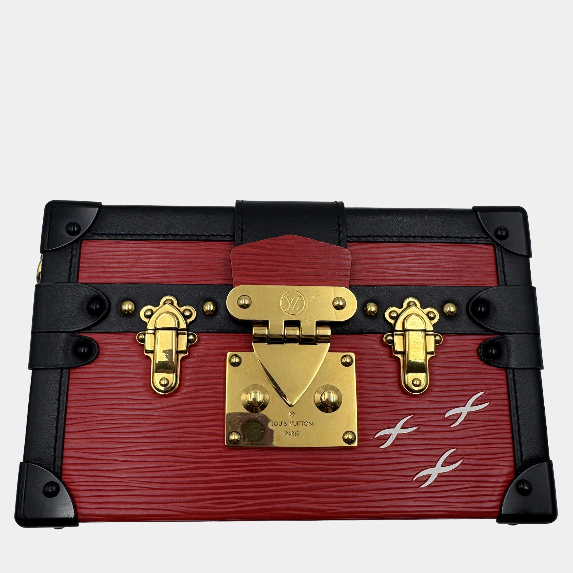 Pre Owned Louis Vuitton Red Leather Petite Malle