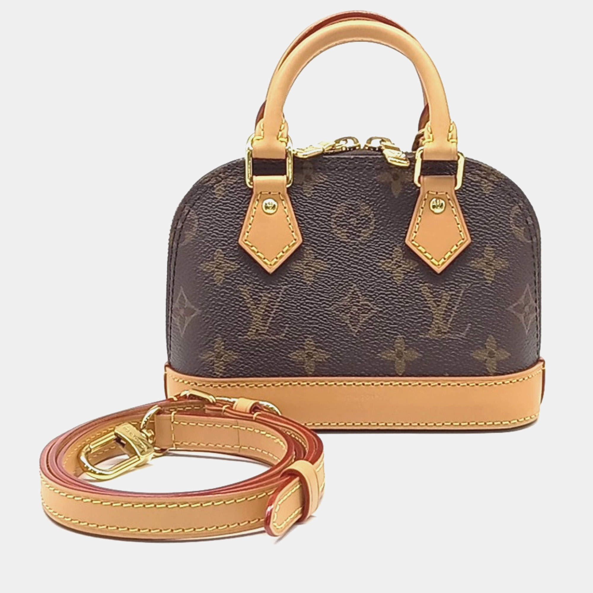 Pre Owned Louis Vuitton Brown PVC Monogram Nano Alma