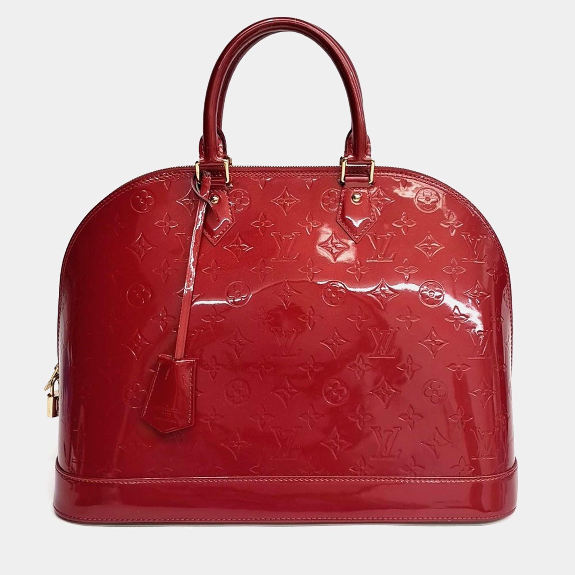 Pre Owned Louis Vuitton Red Leather Vernis Alma GM