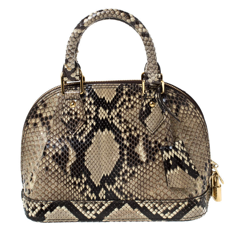 Pre Owned Louis Vuitton Beige Python Leather Alma BB Bag