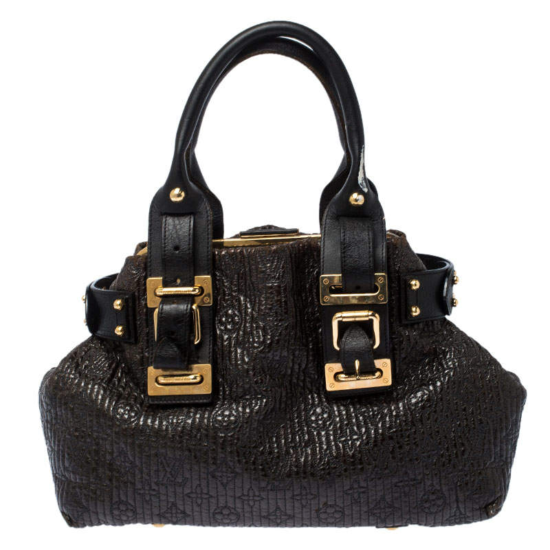 Pre Owned Louis Vuitton Dark Brown Monogram Patent Leather Motard Biker Bag