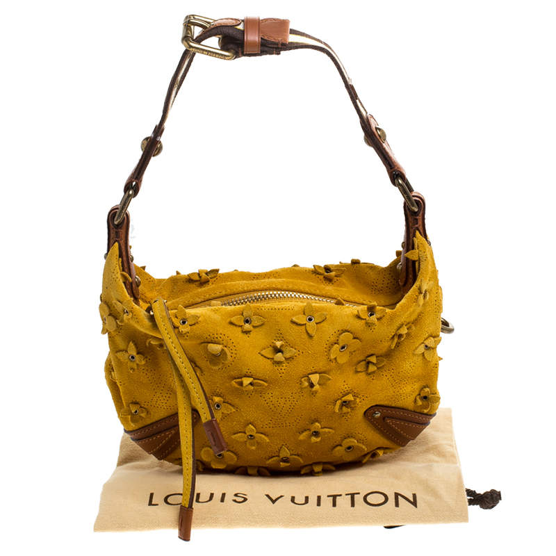 Louis Vuitton Mustard Yellow Monogram Suede Mahina Onatah MM Hobo