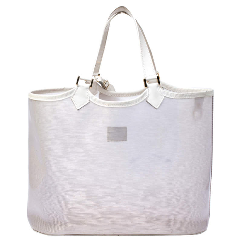 مملوكة مسبقًا Louis Vuitton White Vinyl Epi Plage Lagoon Bay GM Bag             