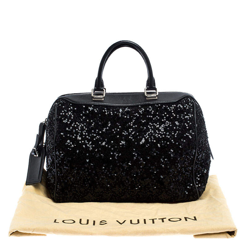 LOUIS VUITTON Sunshine Express Speedy Sequin Satchel Bag Black