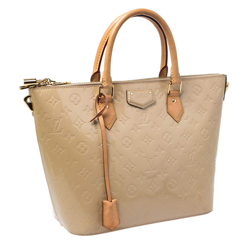 Authentic Louis Vuitton Beige Monogram Vernis Leather Montebello mm Tote Bag