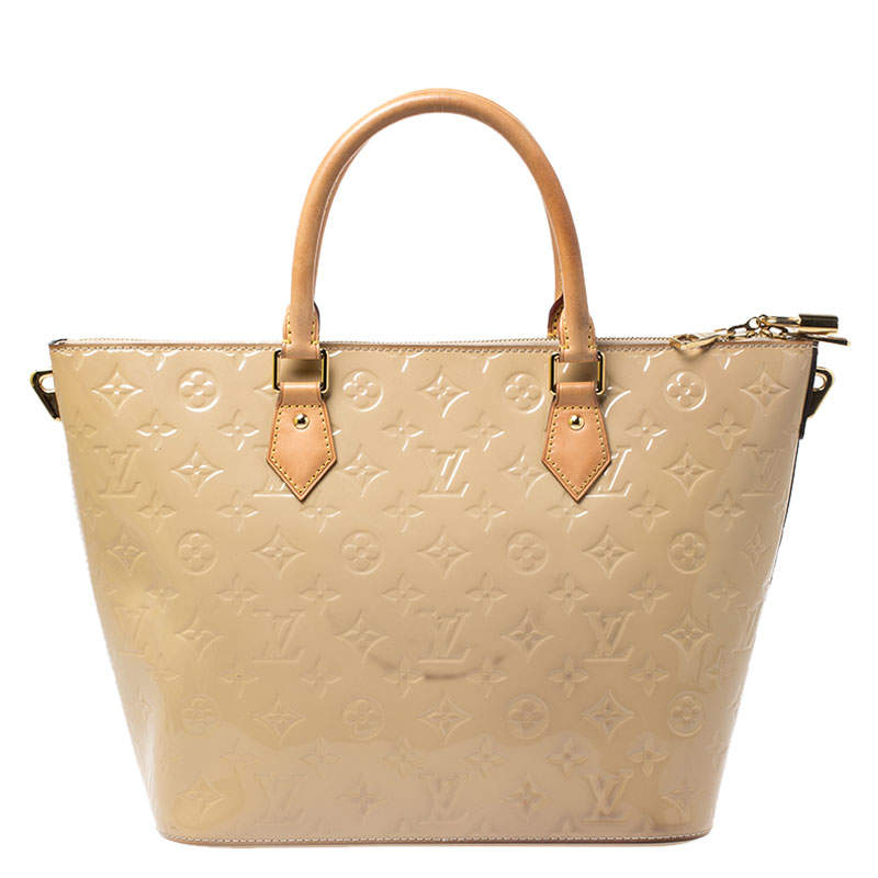 Authentic Louis Vuitton Beige Monogram Vernis Leather Montebello mm Tote Bag