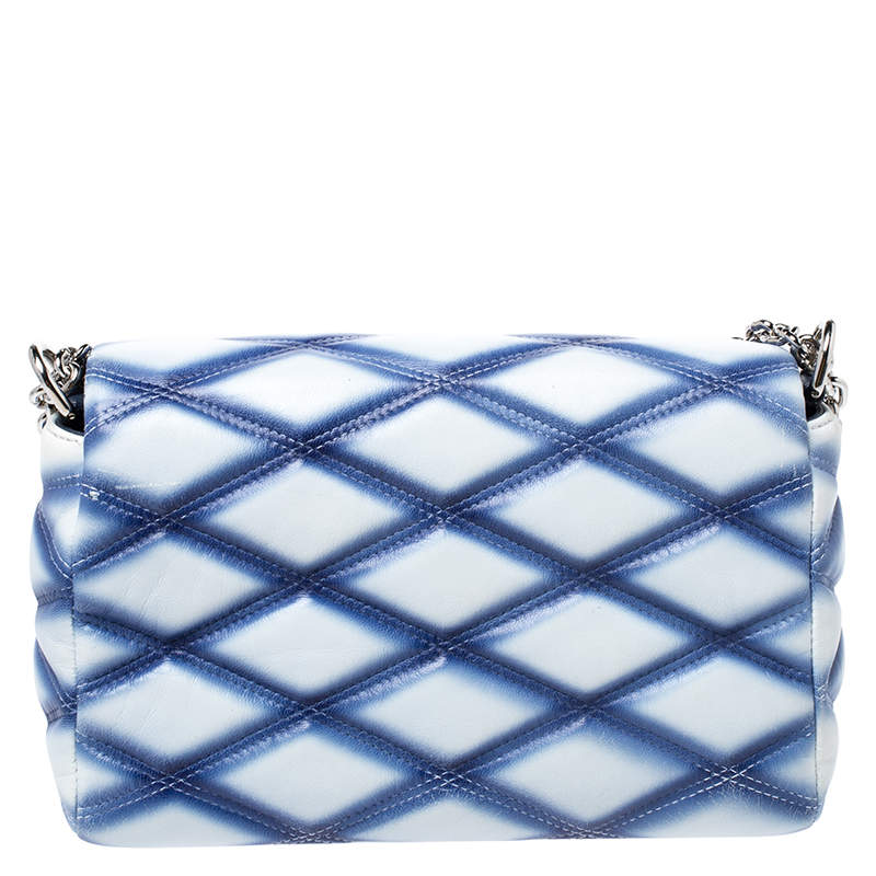 Louis Vuitton Blue/White Quilted Lambskin Leather GO-14 Malletage PM Bag at  1stDibs