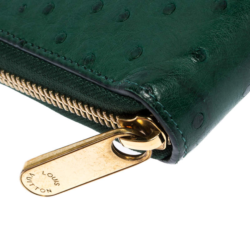 Louis Vuitton Green Ostrich Zippy Wallet Louis Vuitton