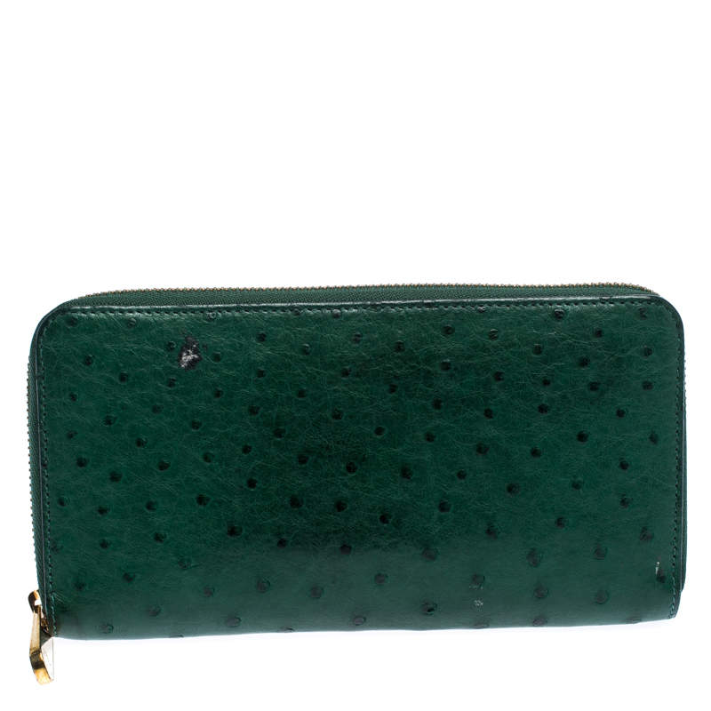 Louis Vuitton Green Ostrich Zippy Wallet