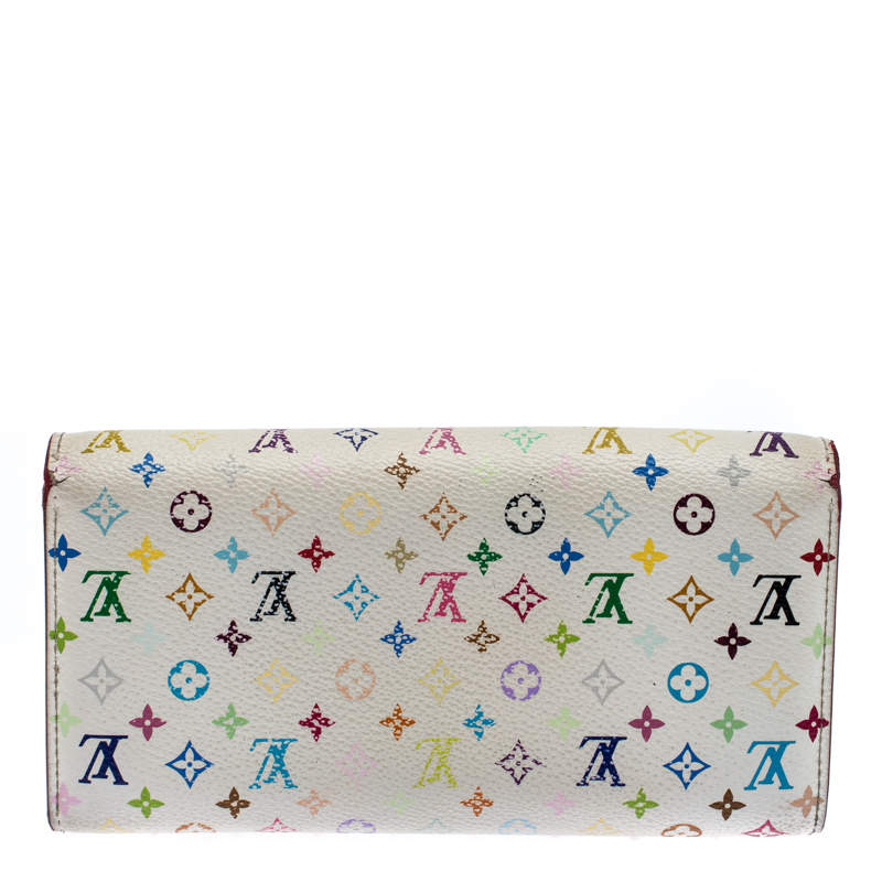 Louis Vuitton White Monogram Multicolor Sarah Flap Wallet Pink 6LV512S