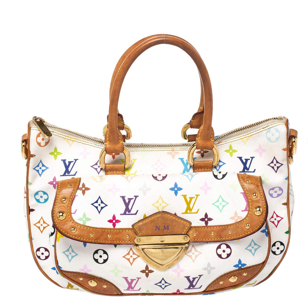 Pre Owned Louis Vuitton White Multicolor Monogram Canvas Rita Bag
