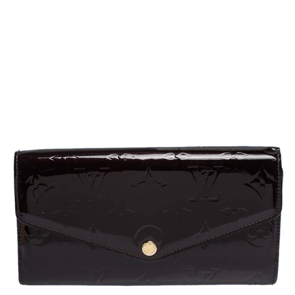 Pre Owned Louis Vuitton Amarante Monogram Vernis Sarah Continental Wallet