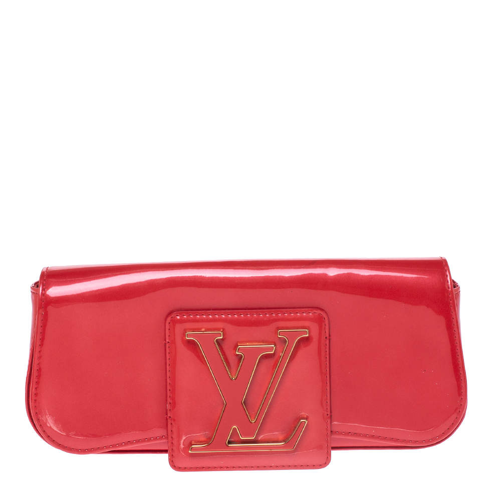 Pre Owned Louis Vuitton Rouge Grenadine Vernis Sobe Clutch