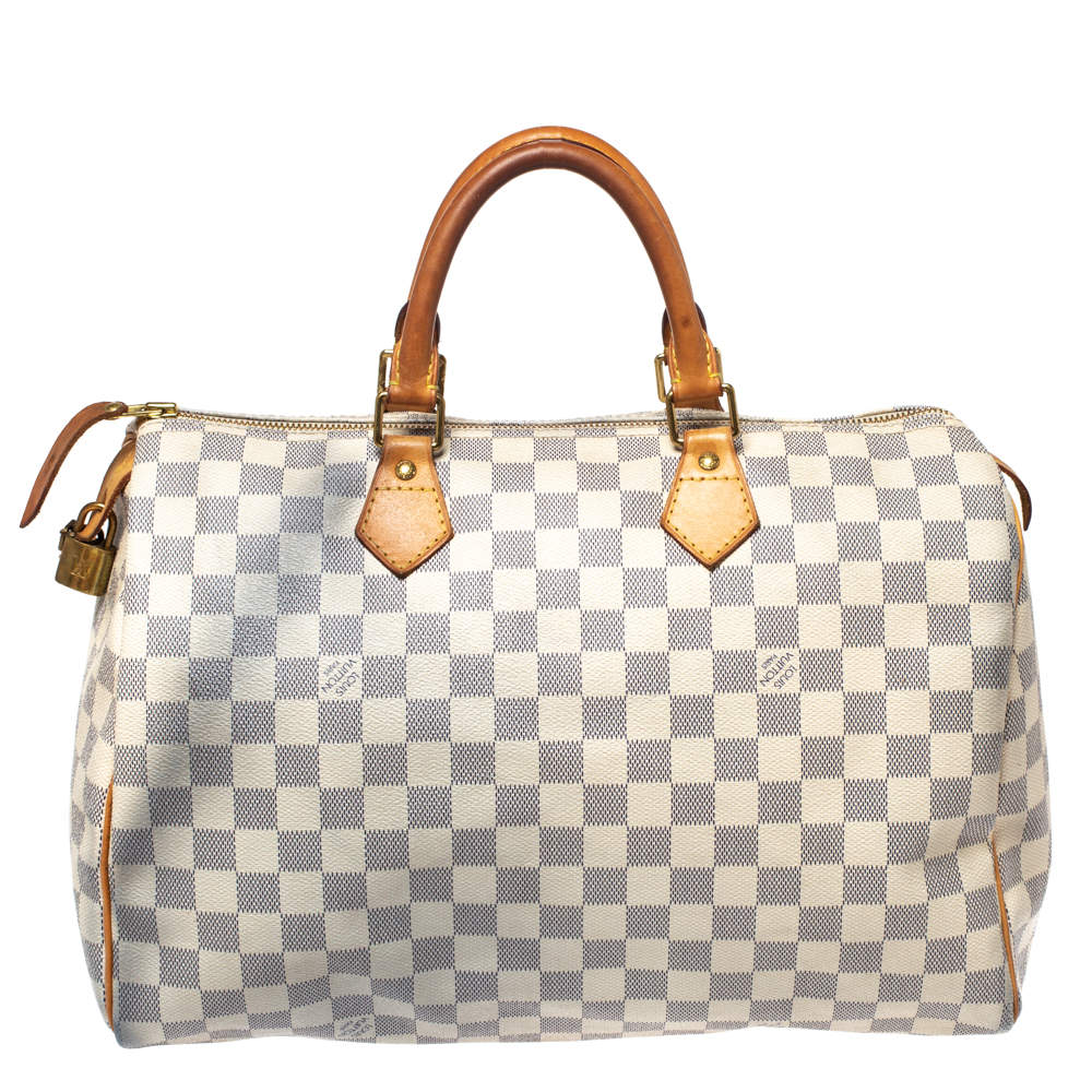 Pre Owned Louis Vuitton Damier Azur Canvas Speedy 35 Bag